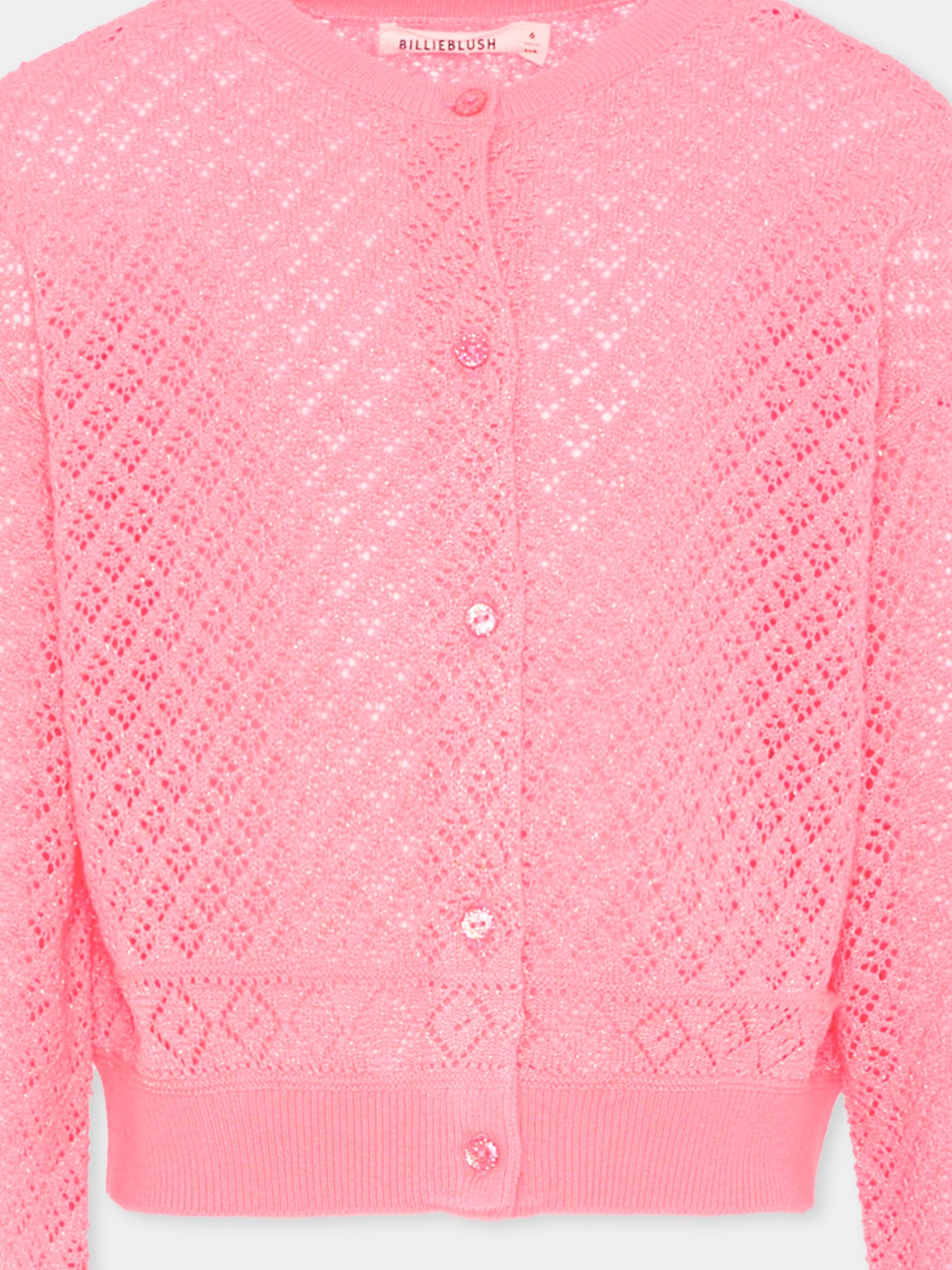 Cardigan rosa per bambina traforato,Billieblush,U21911 499