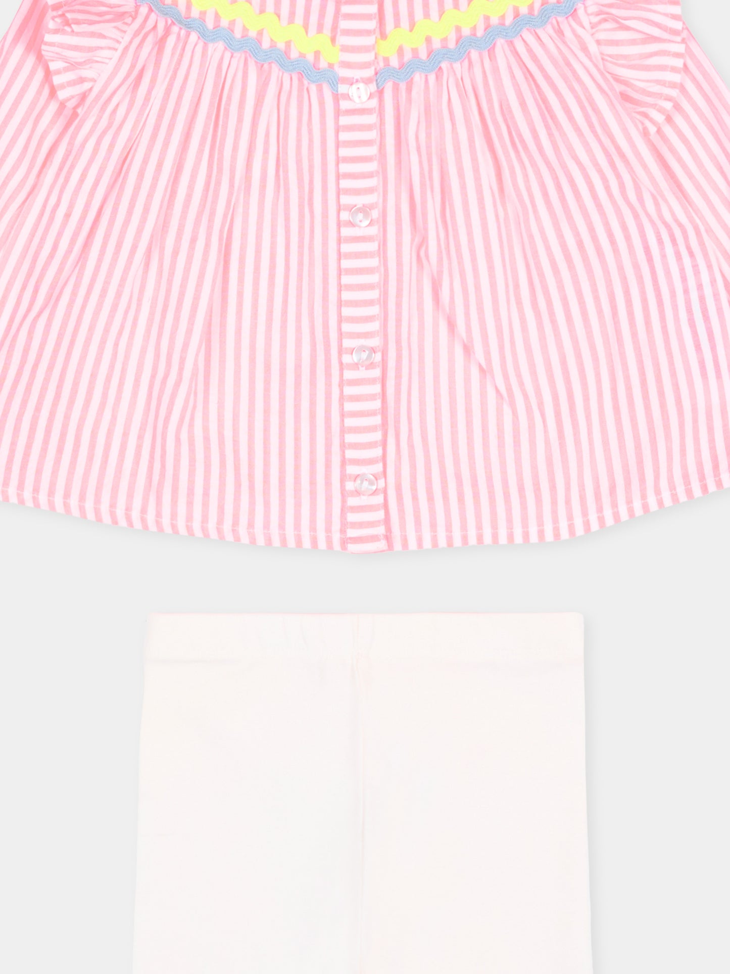 Completo sportivo multicolor per neonata a righe,Billieblush,U22114 S21