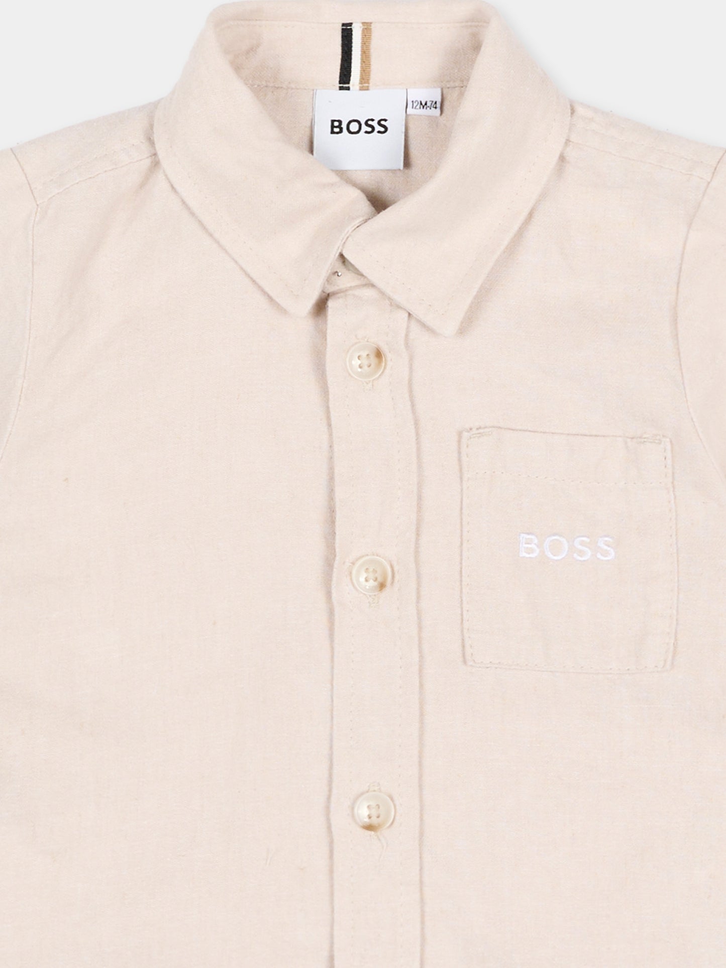 Camicia beige per neonato con logo,Boss,J52843 130