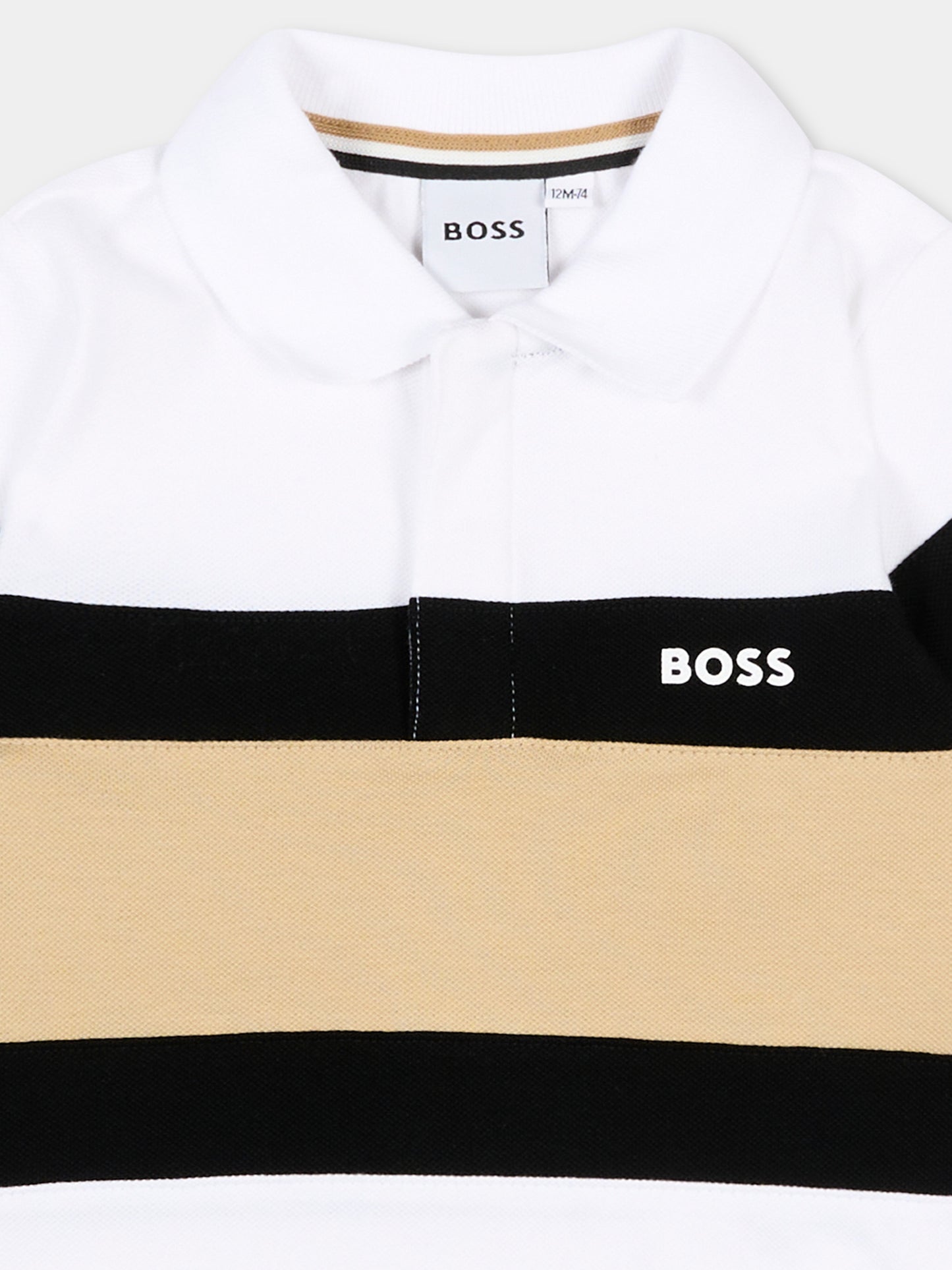 Polo bianca a righe per neonato,Boss,J52881 10P