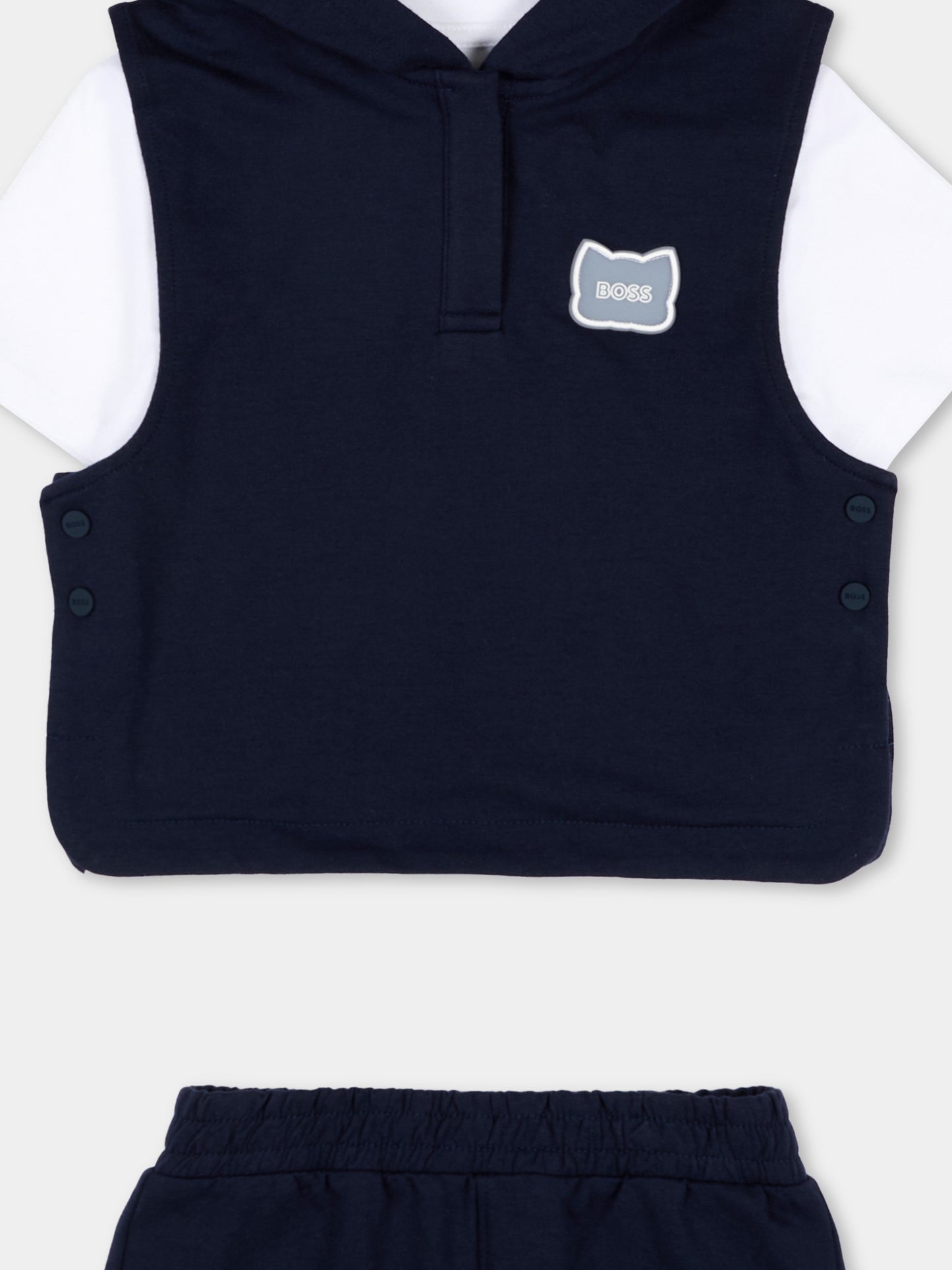 Completo sportivo blu per neonato con logo,Boss,J53039 849