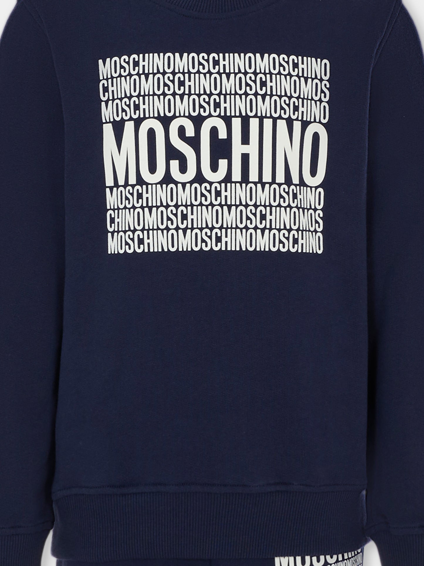 Completo blu per bambino con logo,Moschino Kids,HOK03E LCA74 40016