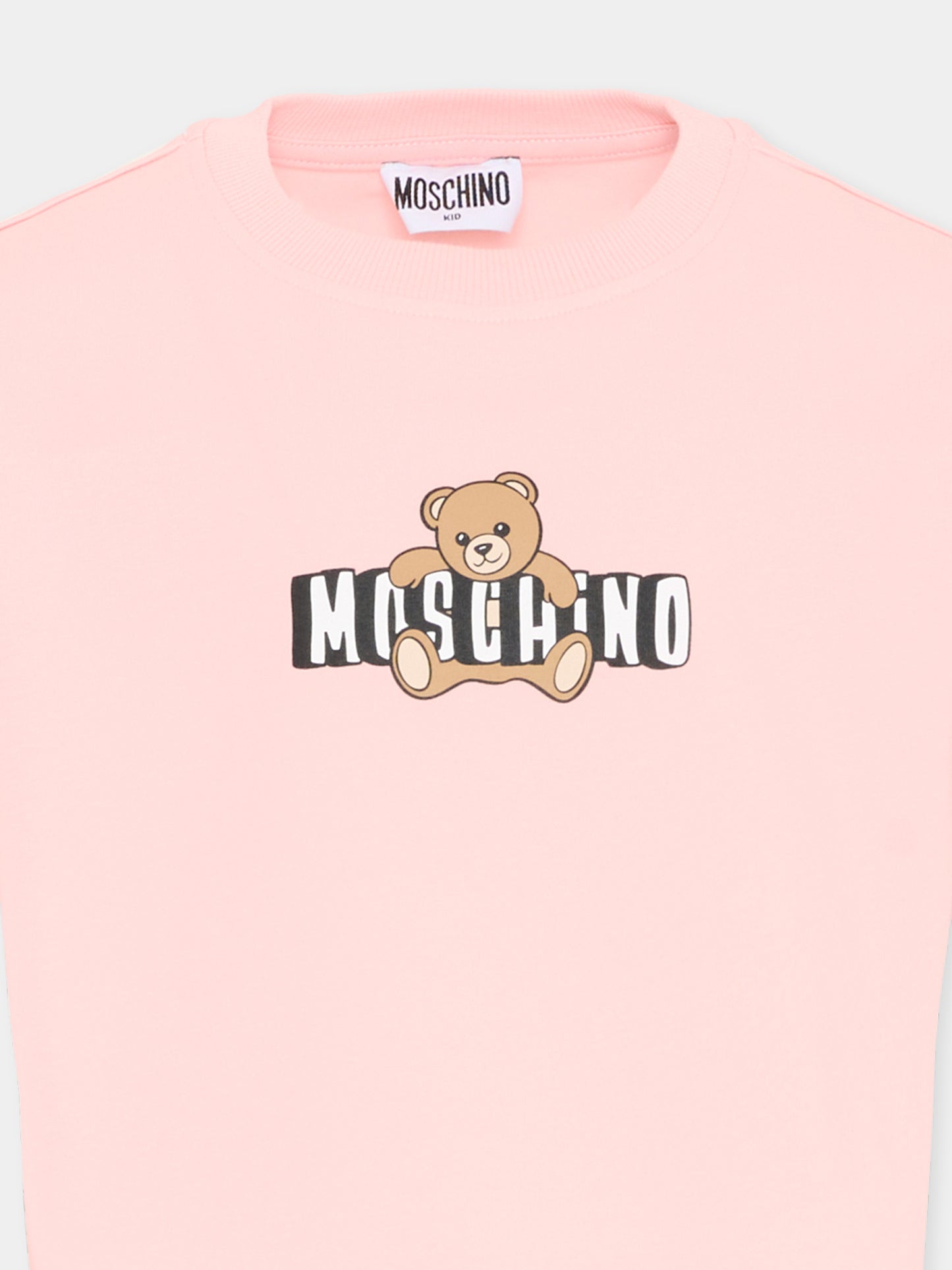T-Shirt rosa per bambina con Teddy Bear,Moschino Kids,HDM072 LBA00 50209