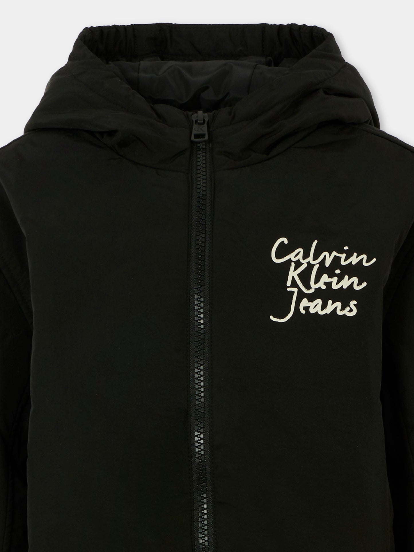 Giacca a vento nera per bambini con logo,Calvin Klein Kids,IG0IG02796 BEH