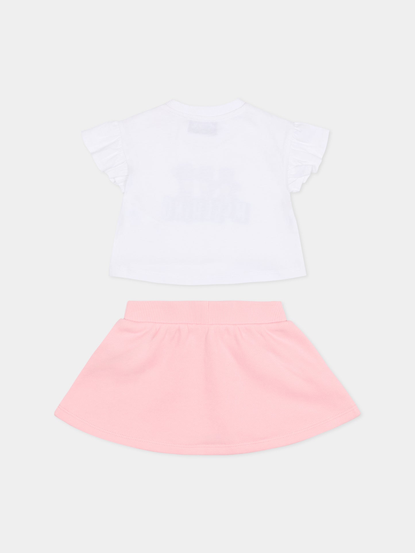 Completo rosa per neonata con Teddy Bears,Moschino Kids,MBG01G LCA89 85010