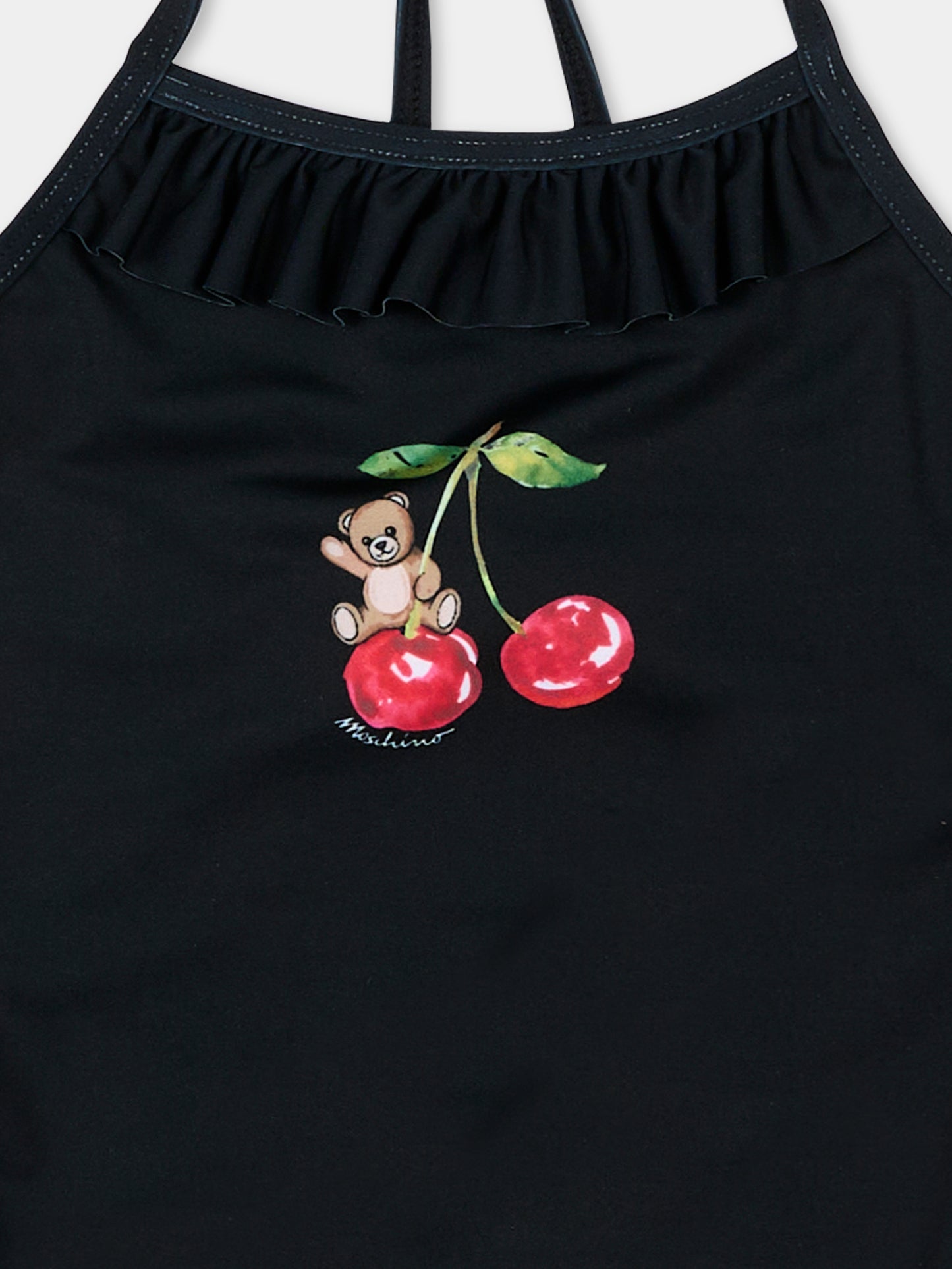 Costume intero nero per neonata con Teddy Bear,Moschino Kids,MBL00G LKA11 60100