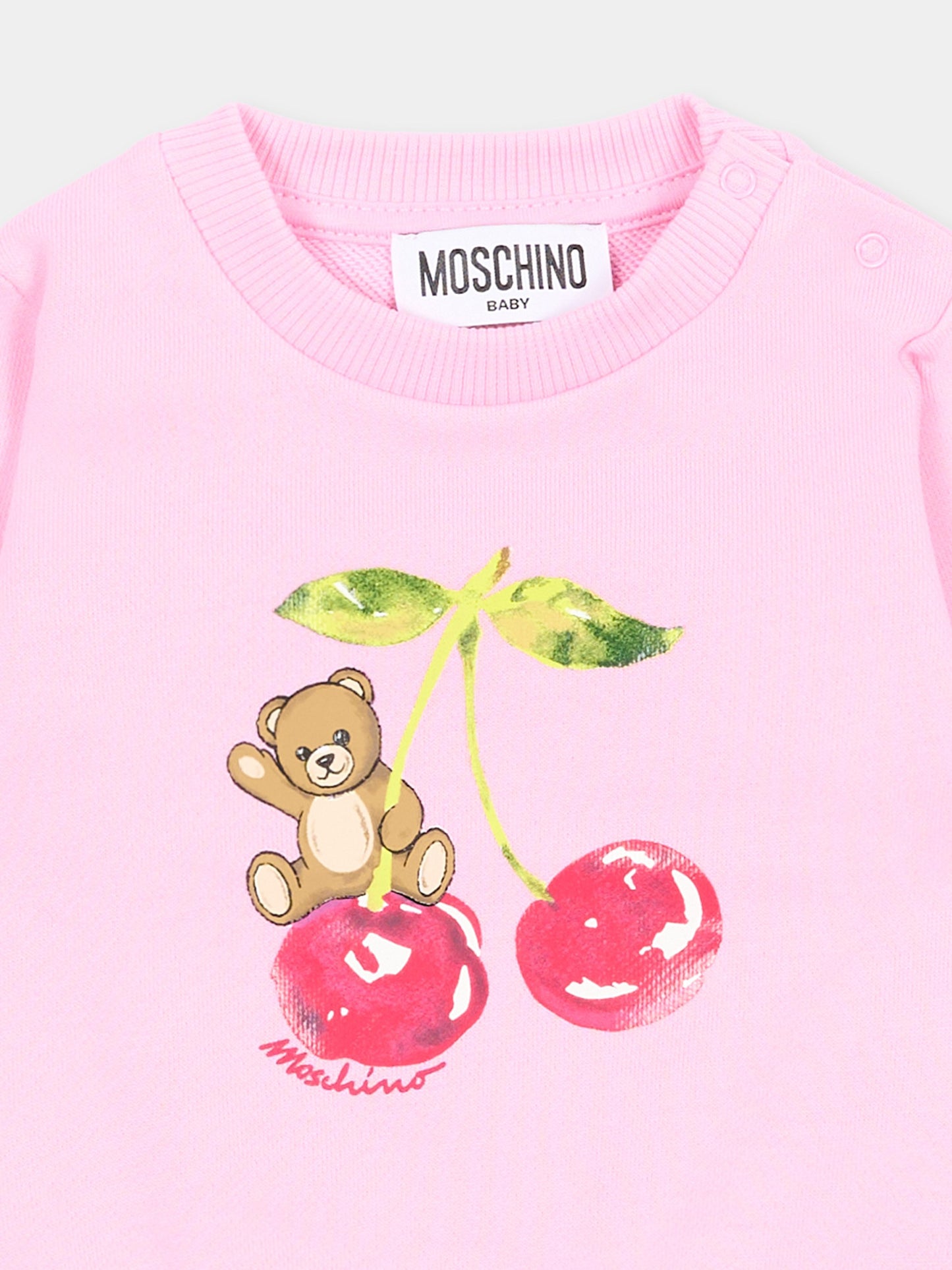 Felpa rosa per neonata con Teddy Bear,Moschino Kids,MGF02K LCA52 51473