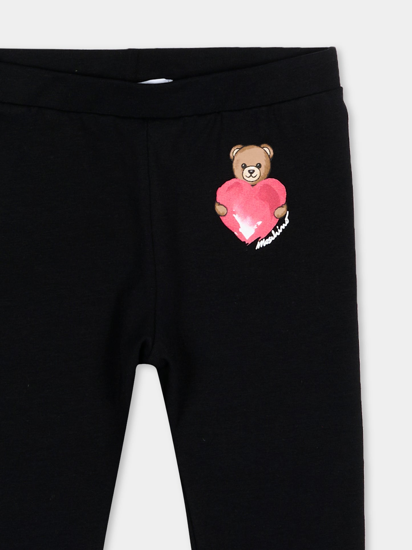 Leggings nero per neonata con Teddy Bear,Moschino Kids,MIP032 LBA00 60100