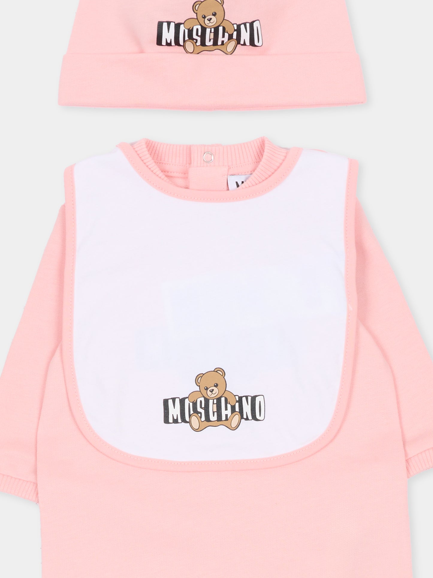 Set tutine rosa per neonata con Teddy Bear,Moschino Kids,MOY03I LCA19 50209