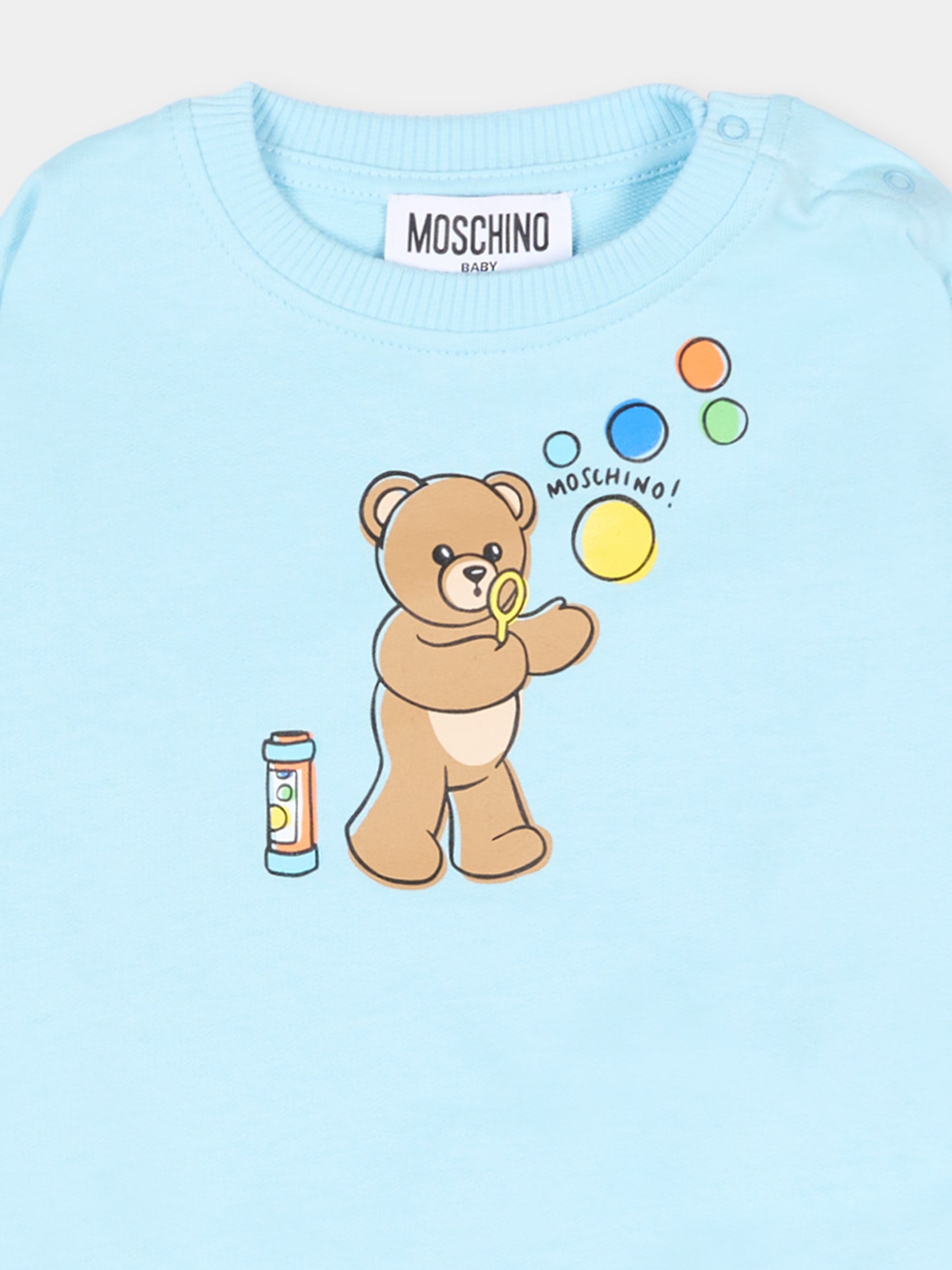 Completo sportivo celeste per neonato con Teddy Bear,Moschino Kids,MSK039 LCA19 40304
