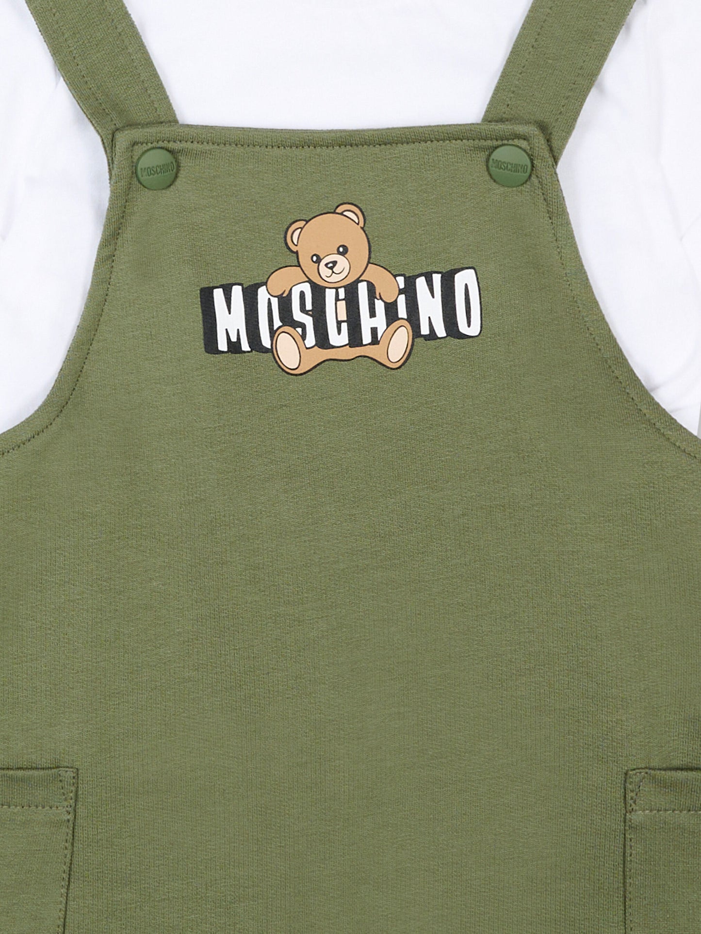 Salopette verde per neonato con Teddy Bear,Moschino Kids,MUG01T LCA19 83698