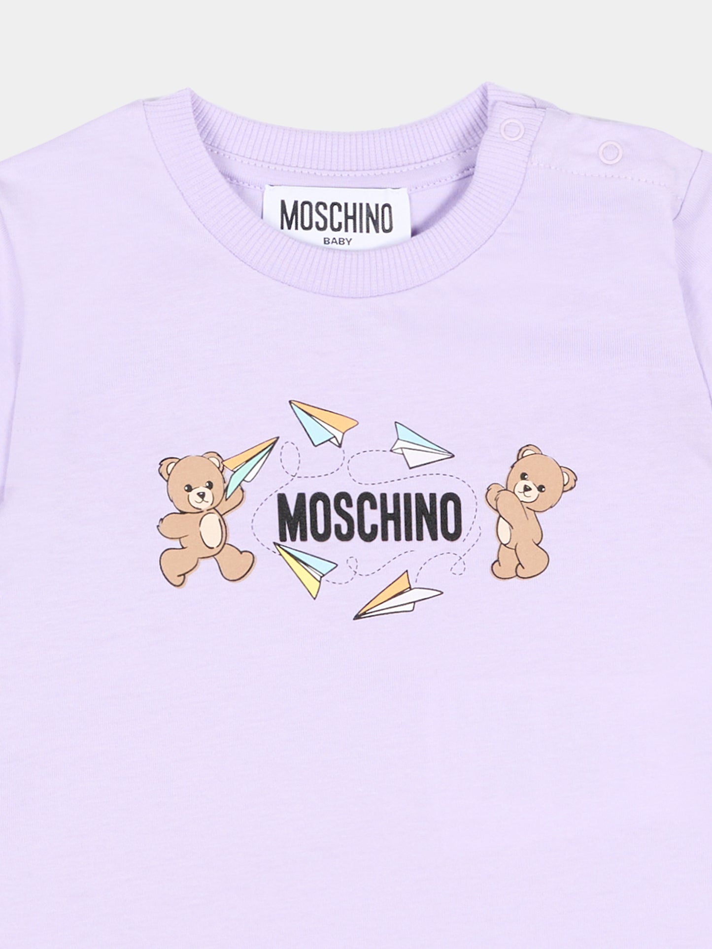 T-Shirt lilla per neonata con Teddy Bear,Moschino Kids,MUM04M LAA01 51683