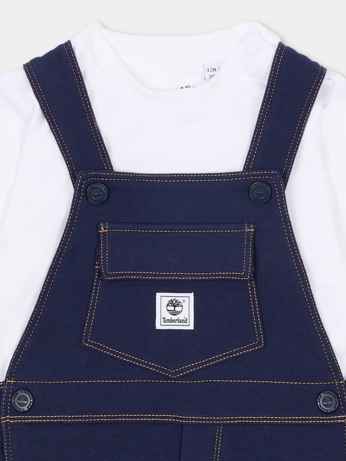 Salopette blu per neonato con logo,Timberland,T60886 85T