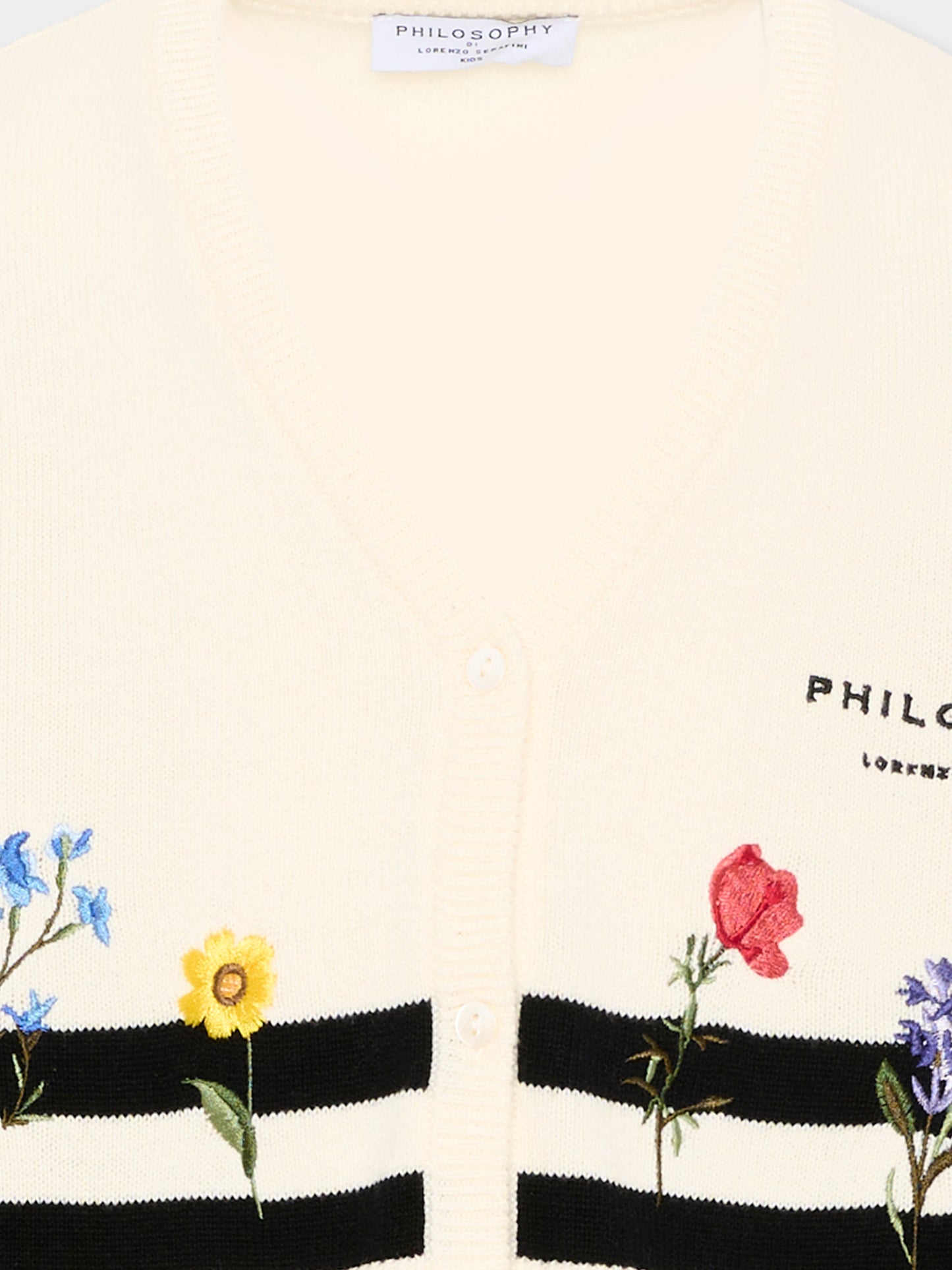 Cardigan avorio per bambina con ricamo floreale,Philosophy,I9G802 - 7034 - 0150