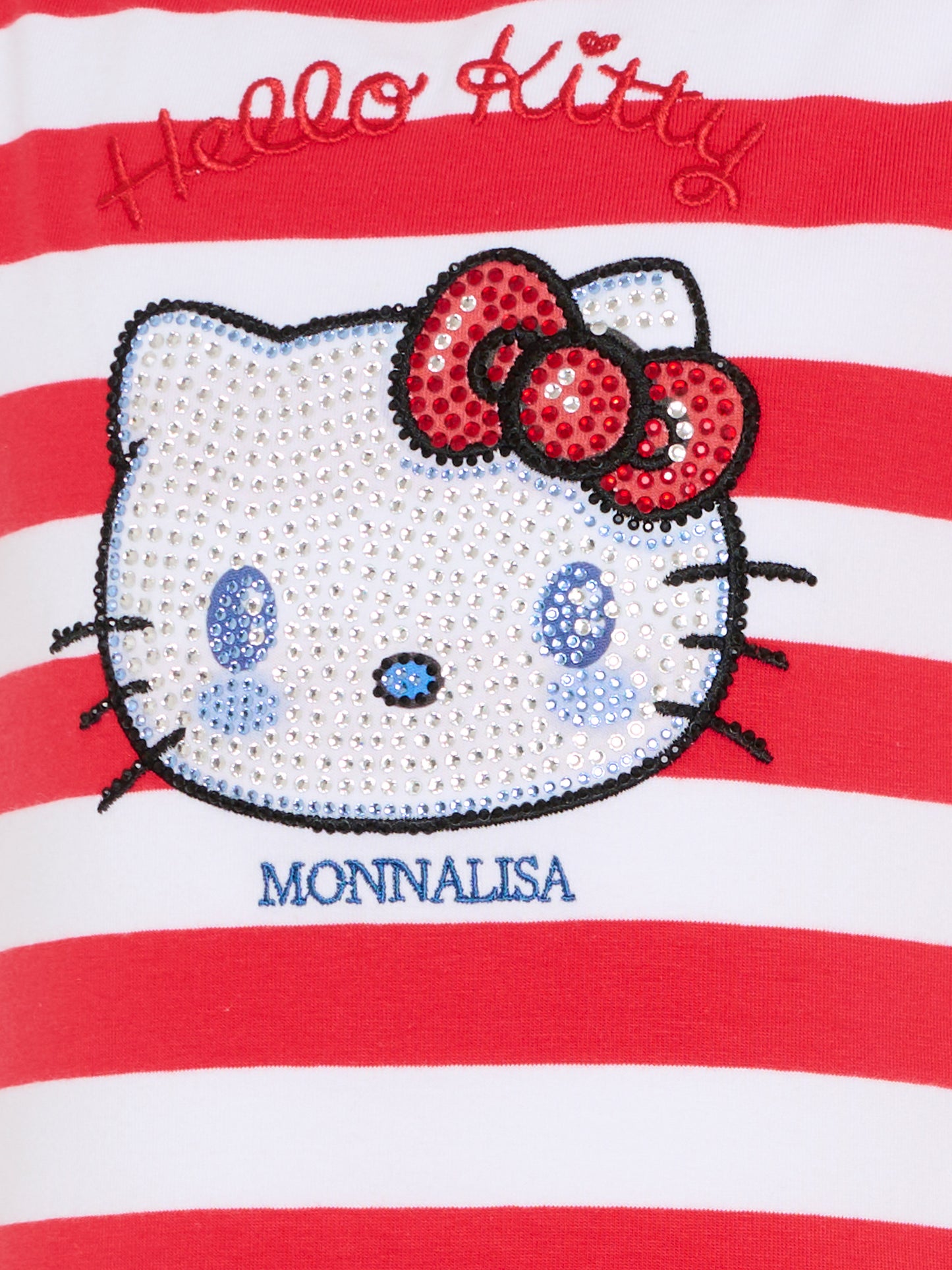 T-shirt rossa per bambina con Hello Kitty di strass,Monnalisa,19G617 - 7042 - 9944