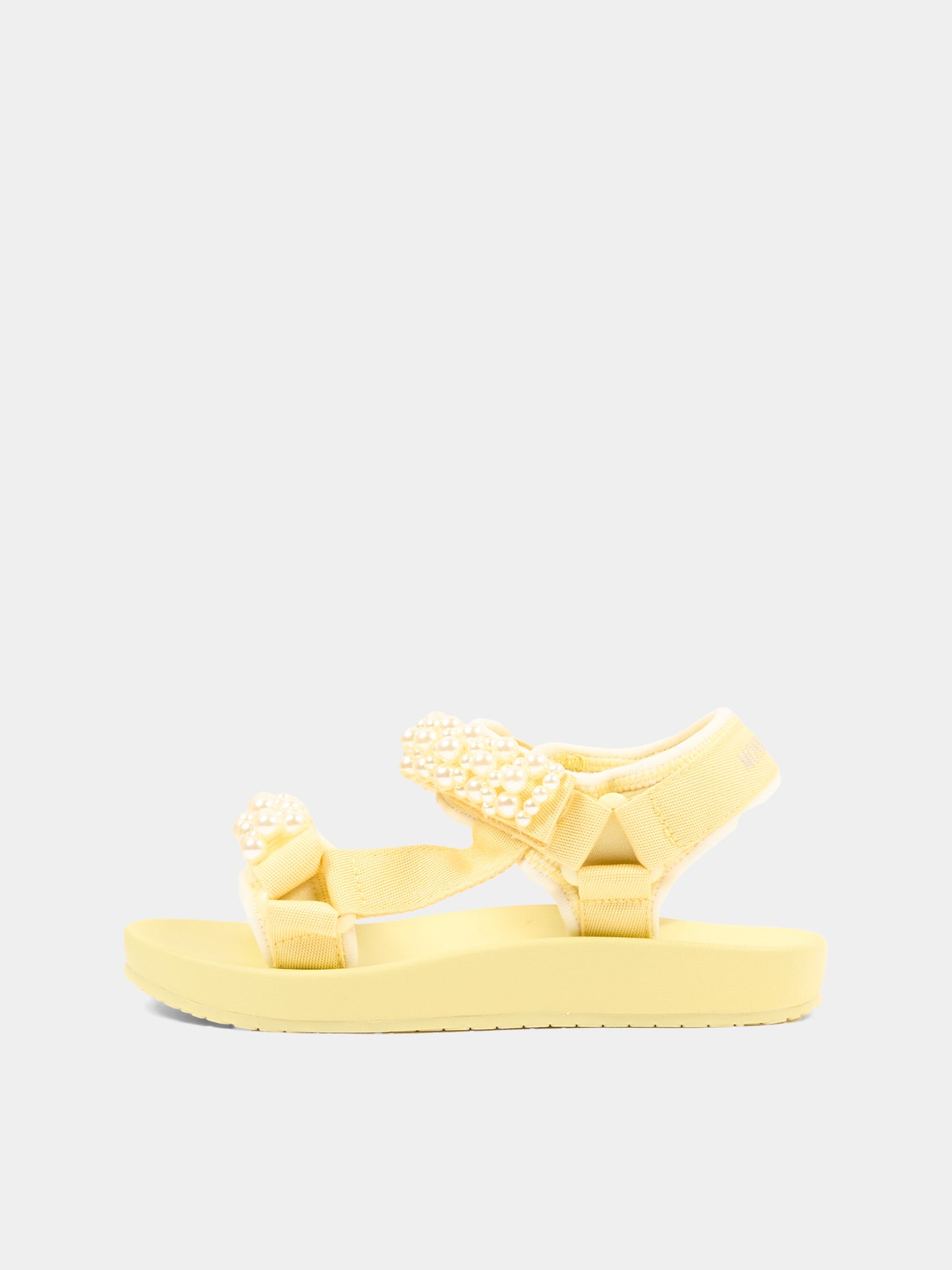 Sandali gialli per bambina con perle,Monnalisa,8CG012 - 7700 - 0014
