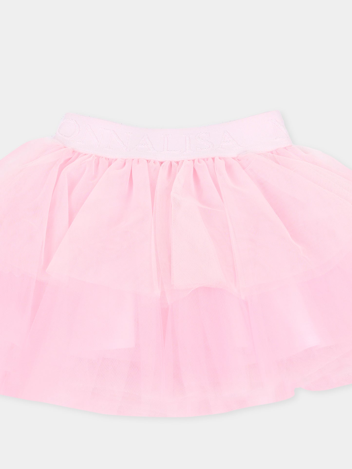 Gonna rosa per neonata con logo,Monnalisa,37GGON - T9945 - 092C