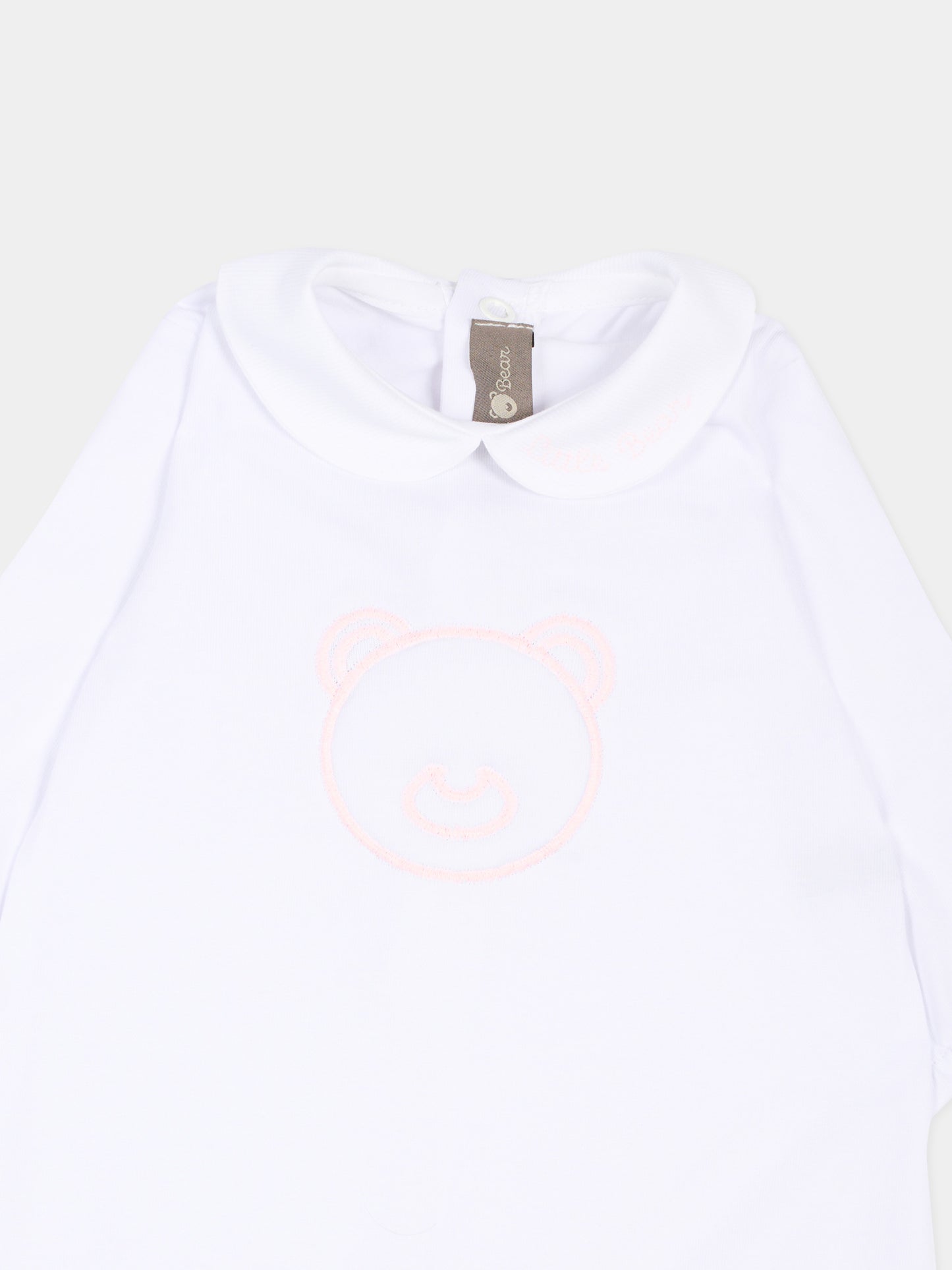 Tutina bianca per neonata con orsetto,Little Bear,3062 BCO/ROSA