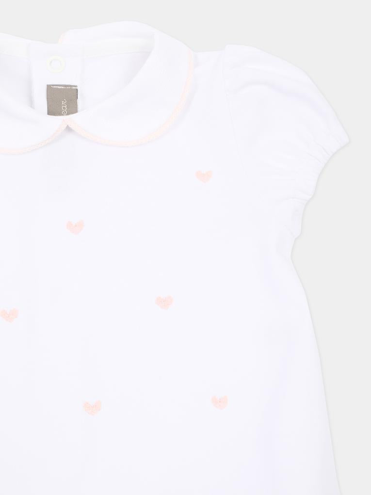 White romper for Baby Girl with hearts