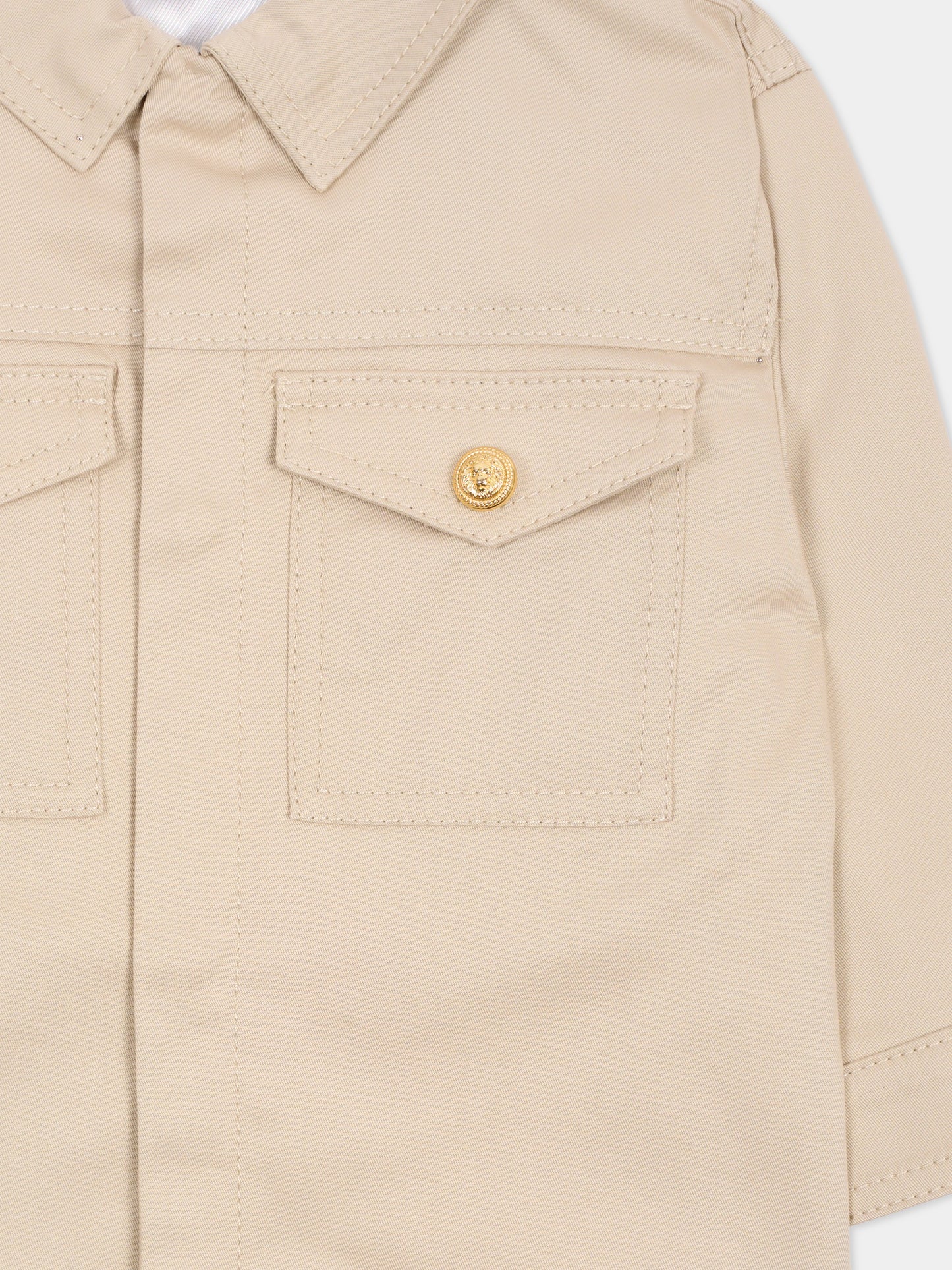 Giacca beige per neonato con bottoni oro,Balmain Kids,BY2507-G0197 107