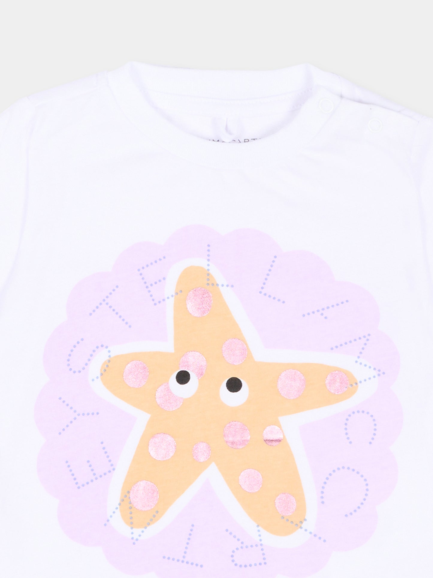 T-shirt bianca per neonata con stella marina,Stella Mccartney Kids,TY8051-Z0434 100