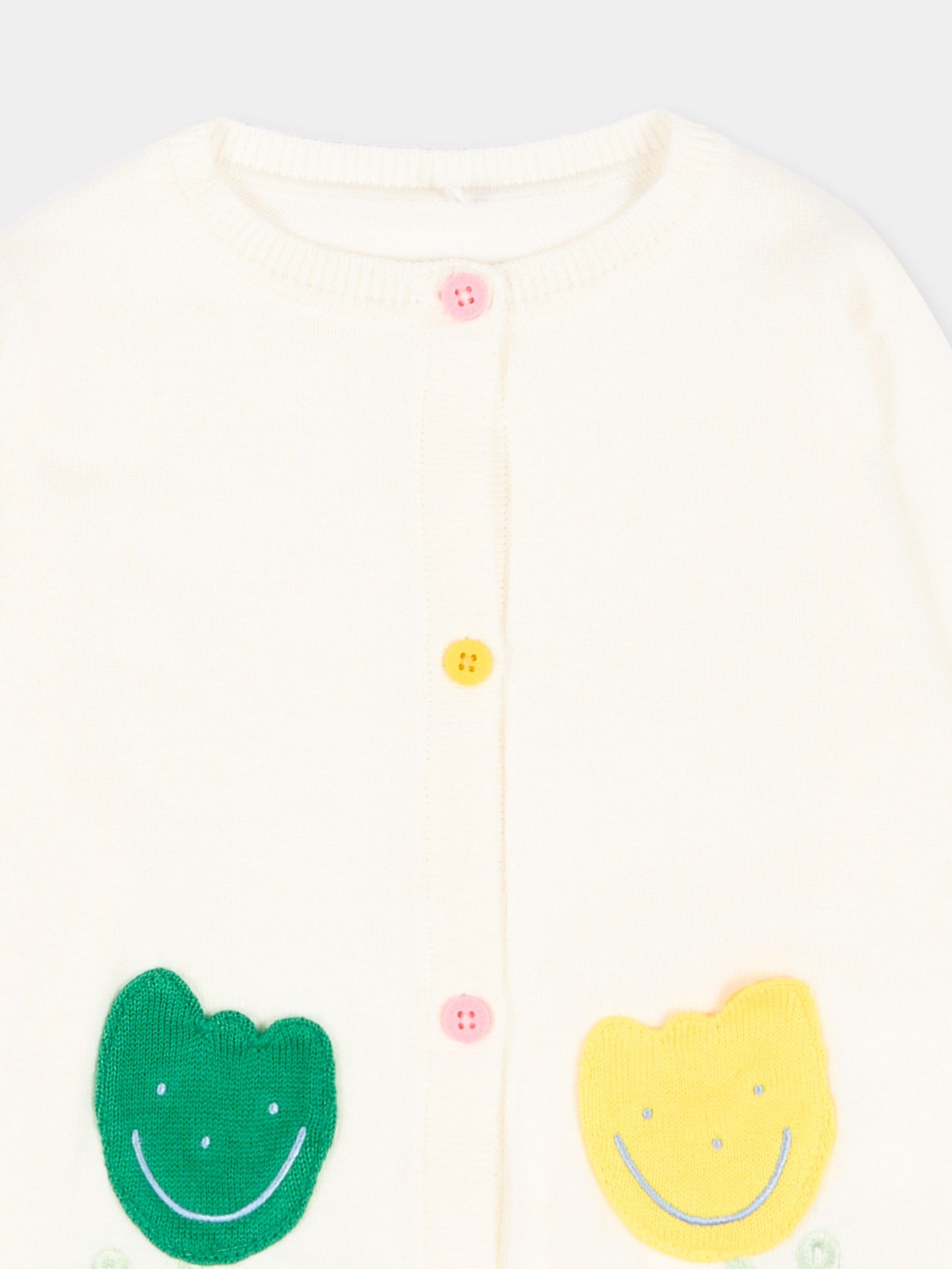 Cardigan avorio per neonata con tulipani,Stella Mccartney Kids,TY9120-Z1876 101
