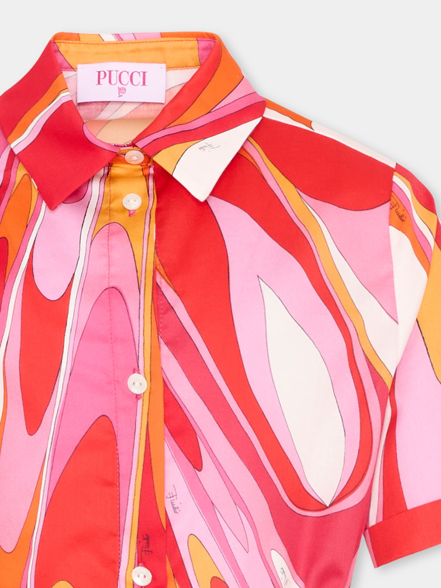 Camicia multicolor per bambina con vortici,Emilio Pucci Junior,PY5A21-S0232 50EAR