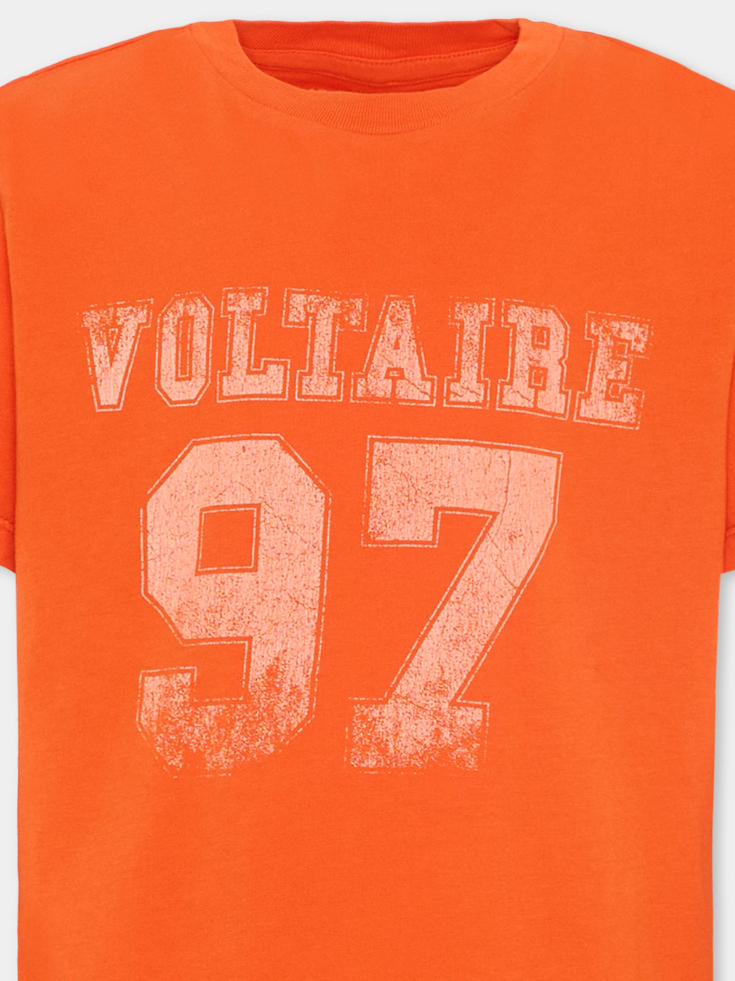 T-shirt arancione per bambina con logo,Zadig & Voltaire Kids,X60576 404