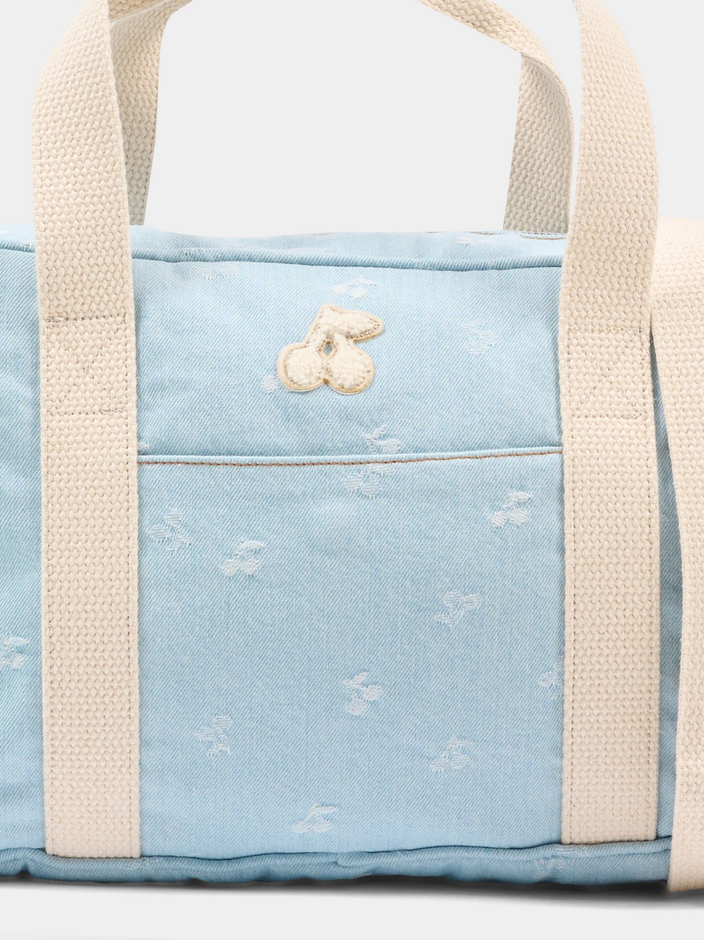 Borsa celeste per bambina con ciliegie,Bonpoint,S06GBAW00011 610