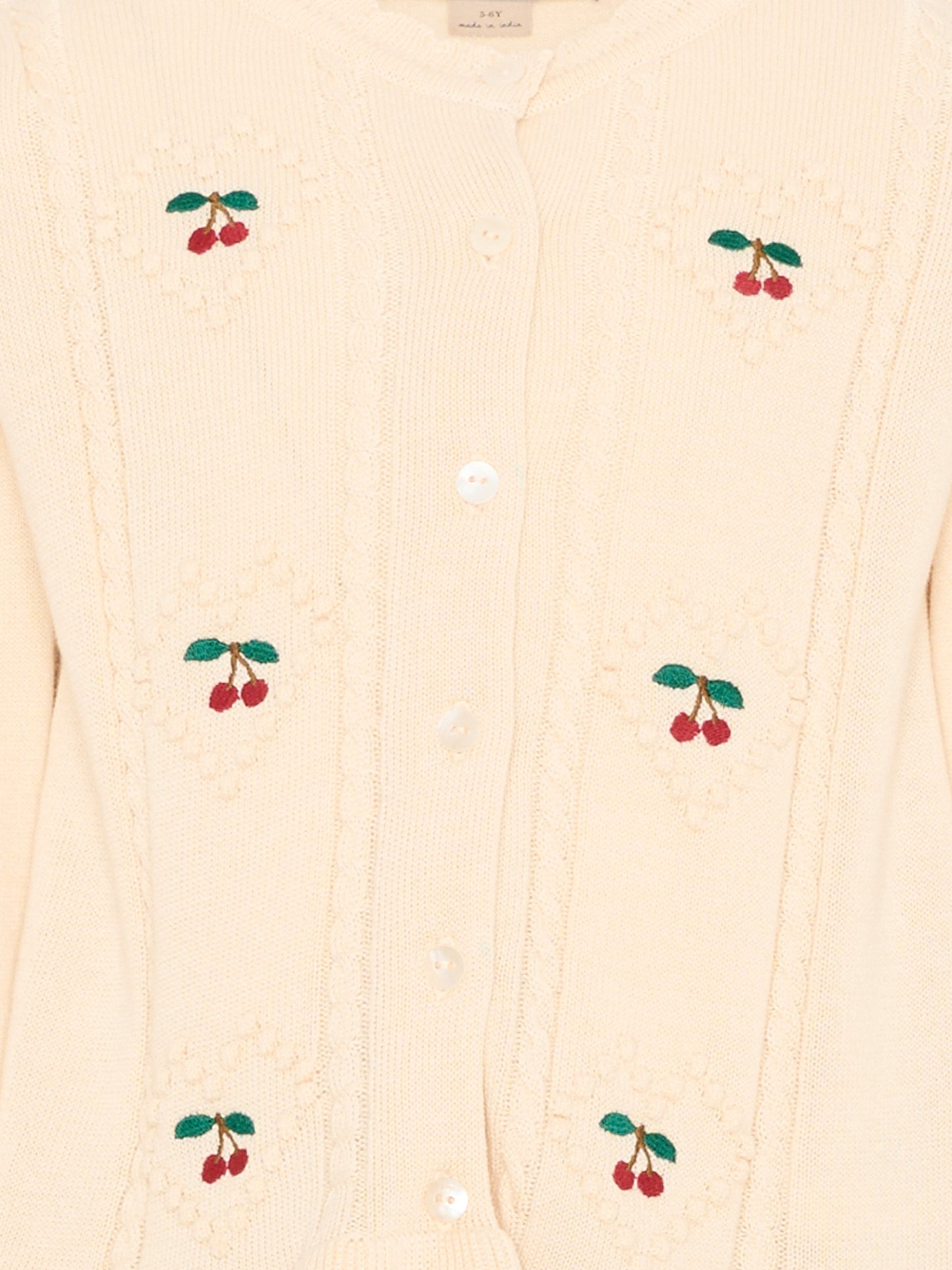 Cardigan avorio per bambina con ricamo ciliegie,Konges Sløjd,KS105083 PEARLED IVORY