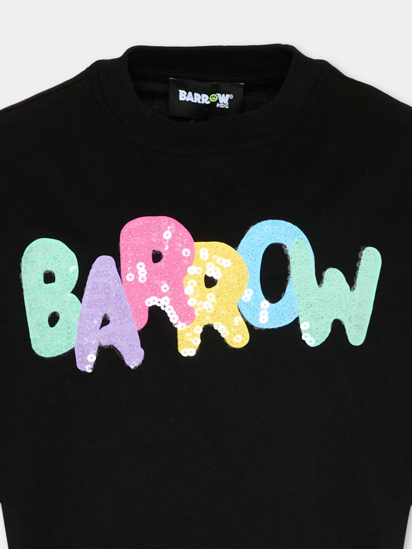 T-Shirt nera per bambina con logo,Barrow,S6BKJGTH132 110