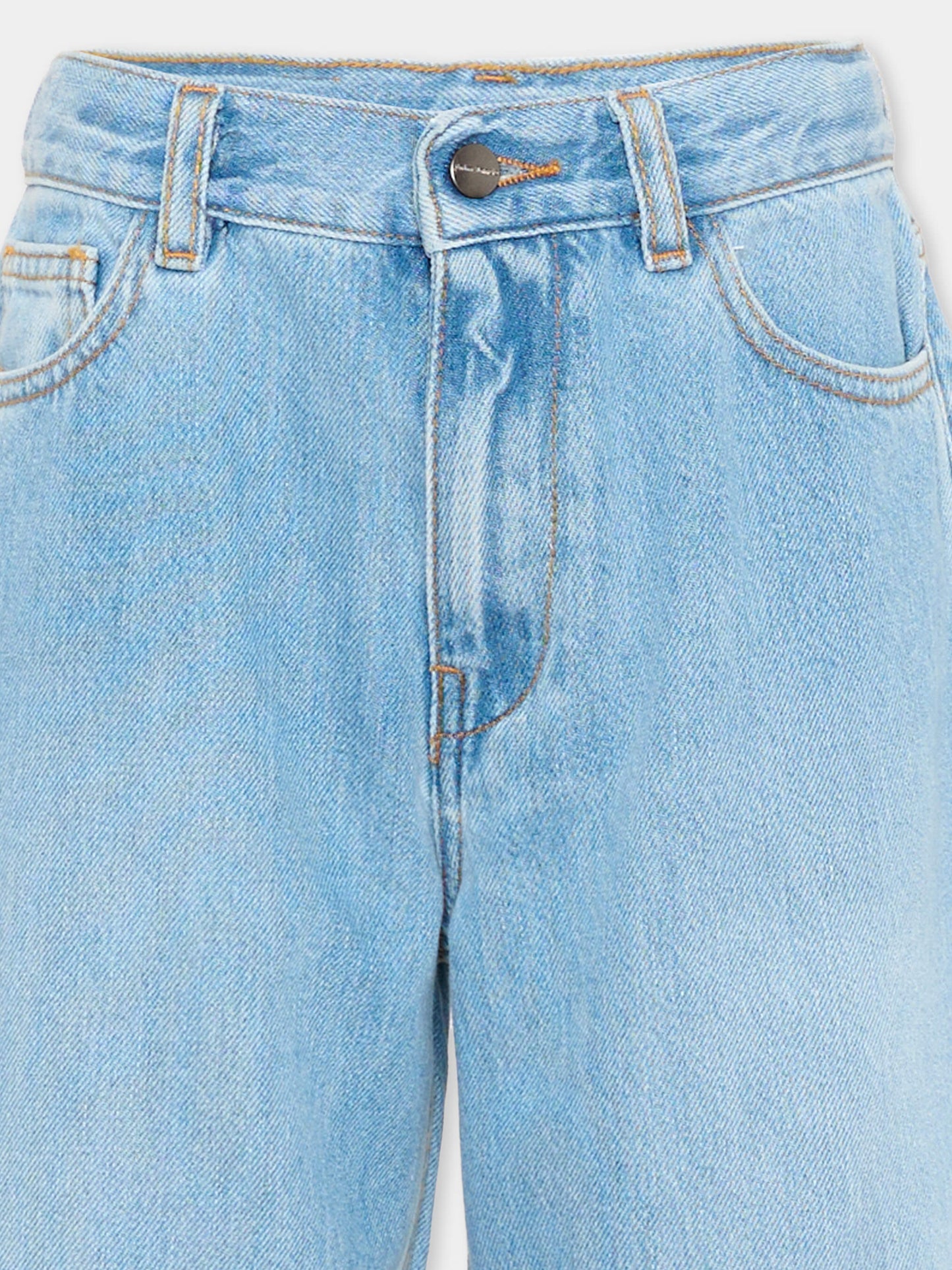 Shorts denim per bambini con logo,Palm Angels,PGYB004S26DEN001 050