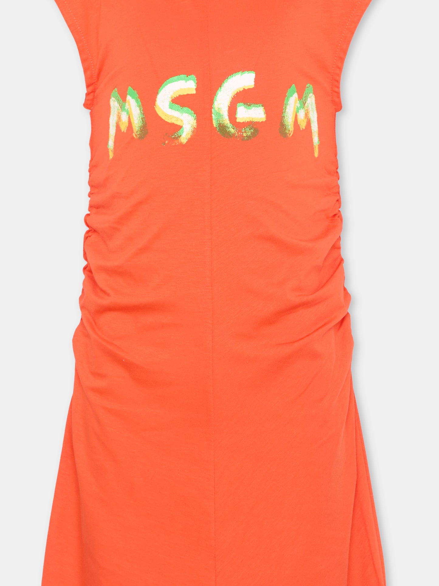 Vestito rosso per bambina con logo,Msgm Kids,S6MSJGDR064 MS074