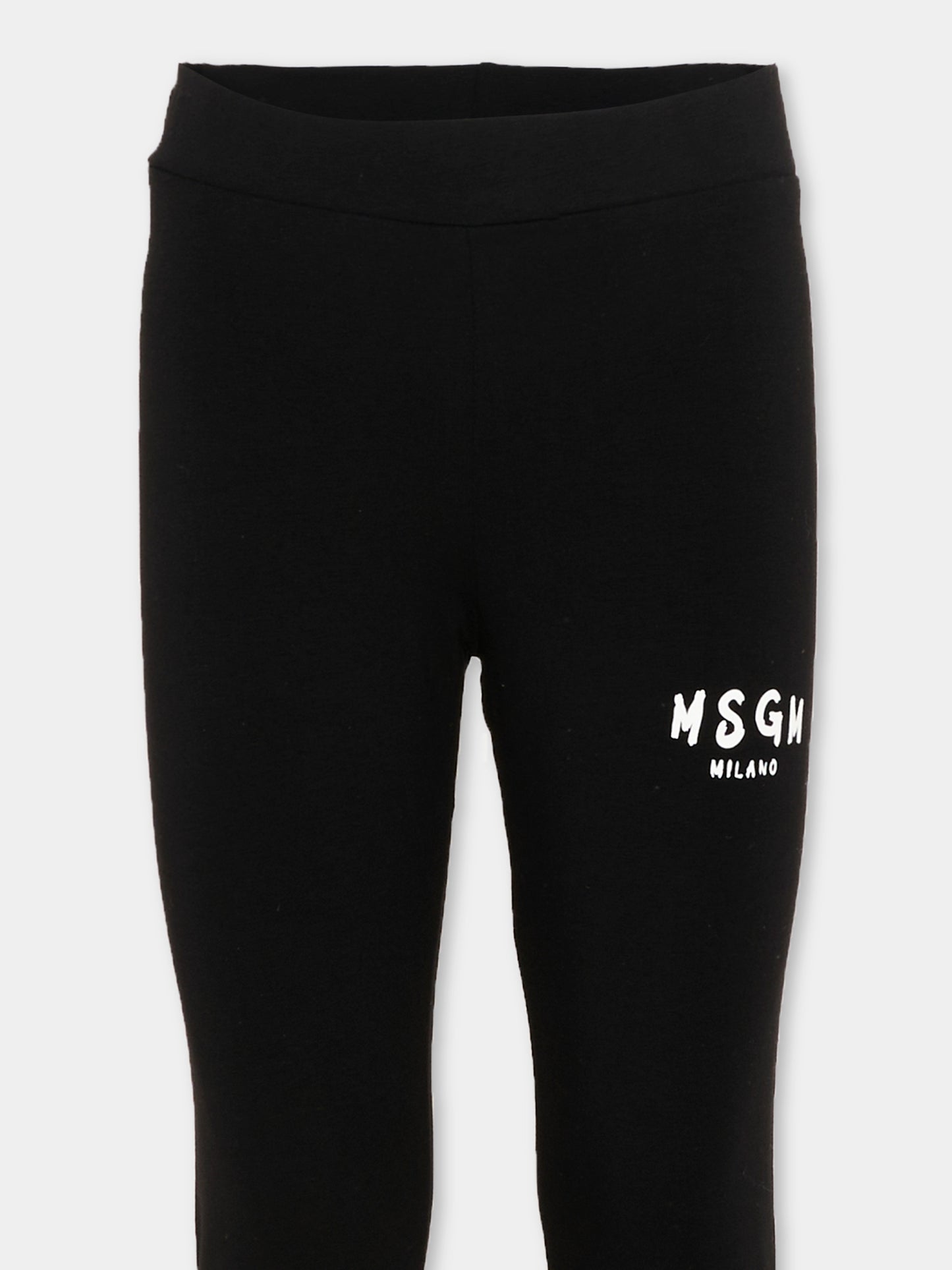 Leggings nero per bambina con logo,Msgm Kids,S6MSJGLG067 110