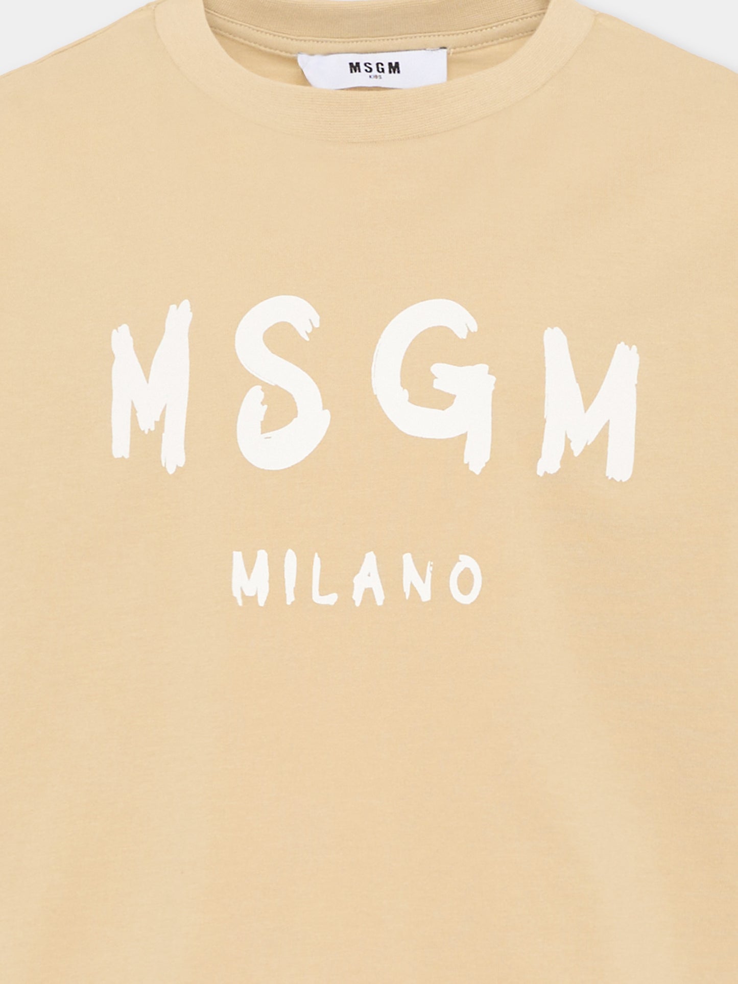 T-Shirt beige per bambini con logo,Msgm Kids,S6MSJUTH001 092