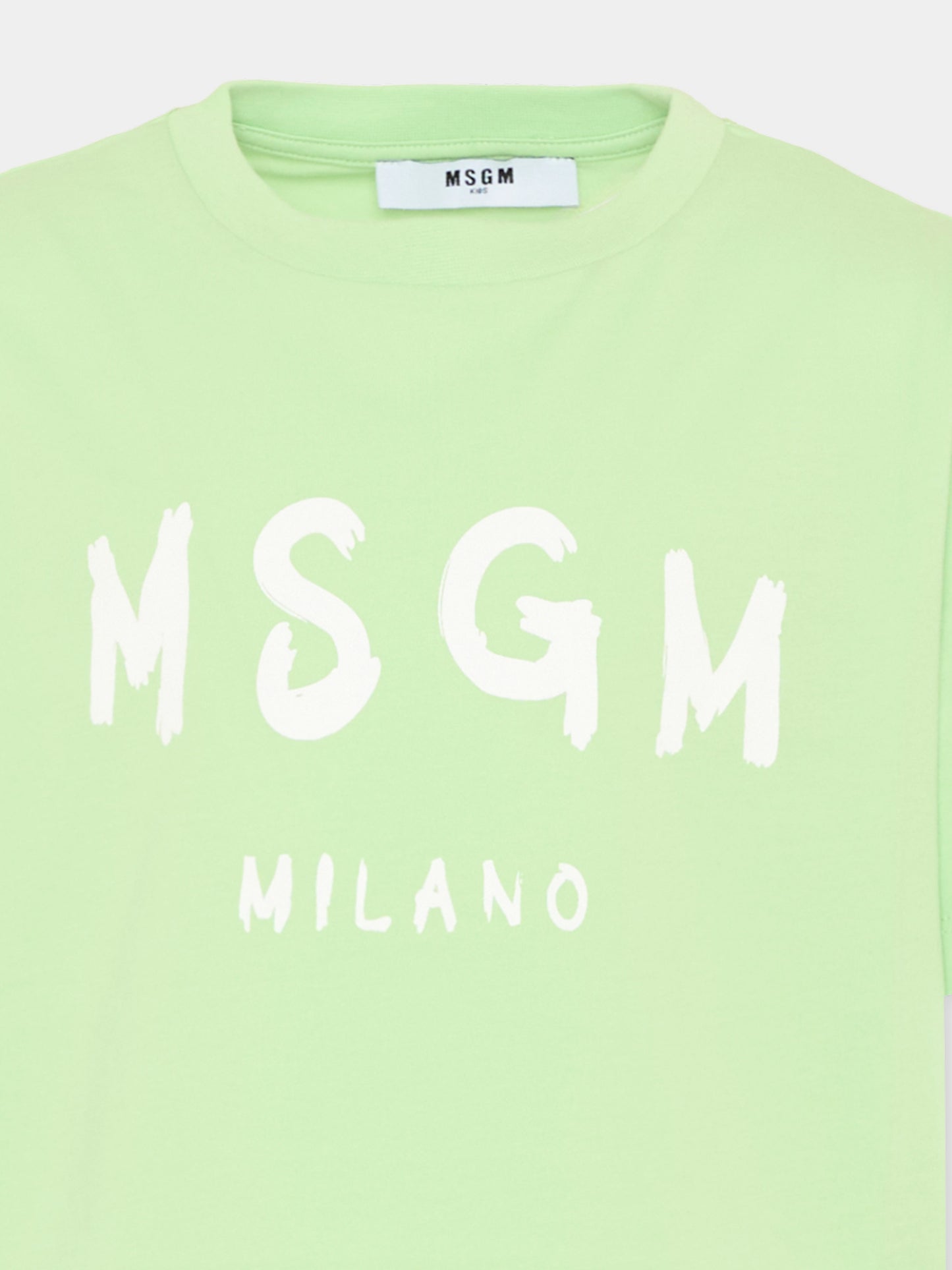 T-Shirt verde per bambini con logo,Msgm Kids,S6MSJUTH001 MS077