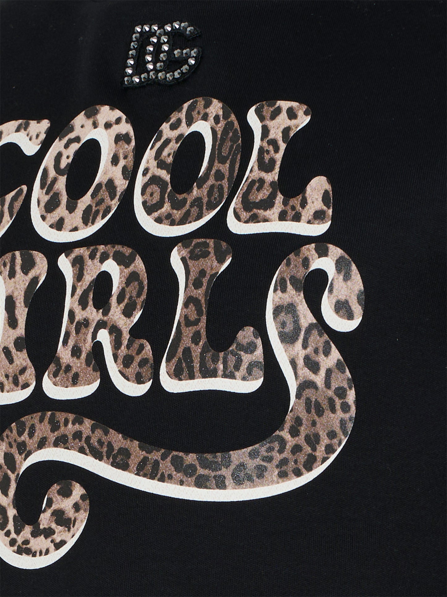 T-shirt crop nera per bambina con logo e scritta,Dolce & Gabbana Kids,L5JTQH G7PXF N0000