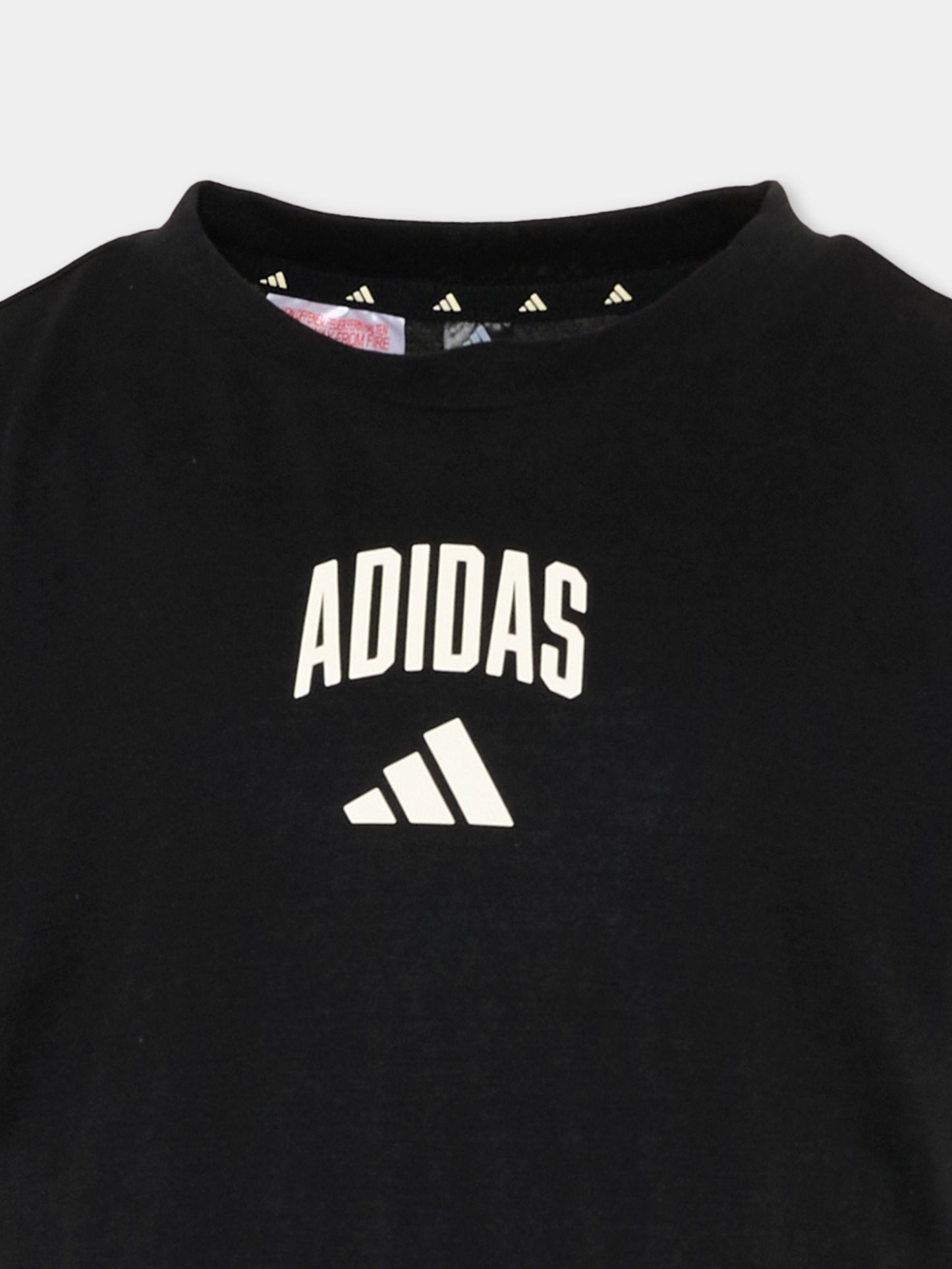 T-Shirt nera per bambina con logo,Adidas,KC4590