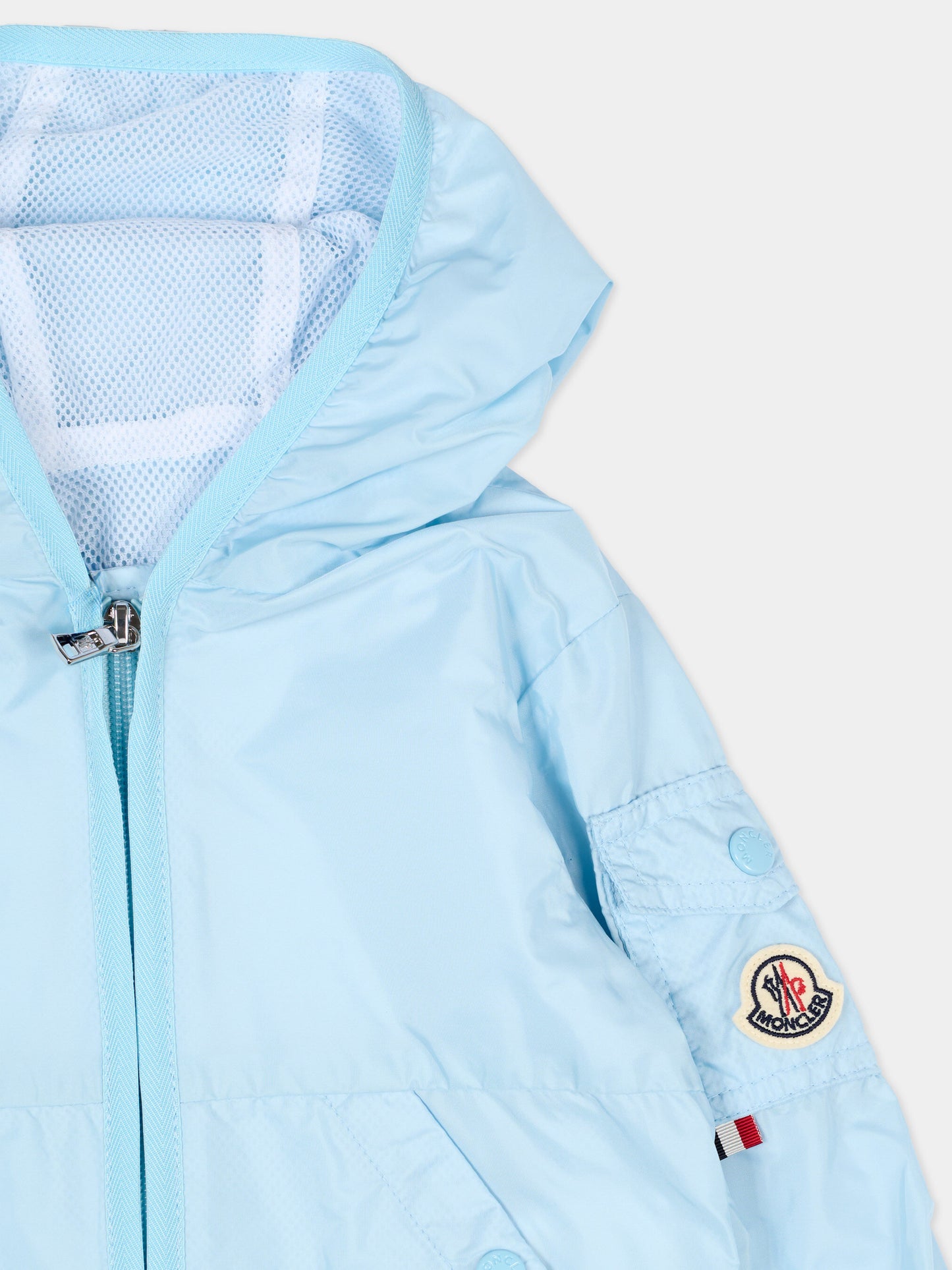 Giacca a vento celeste Songu per neonato con logo,Moncler Kids,L1951 1A00016 53A5E 711