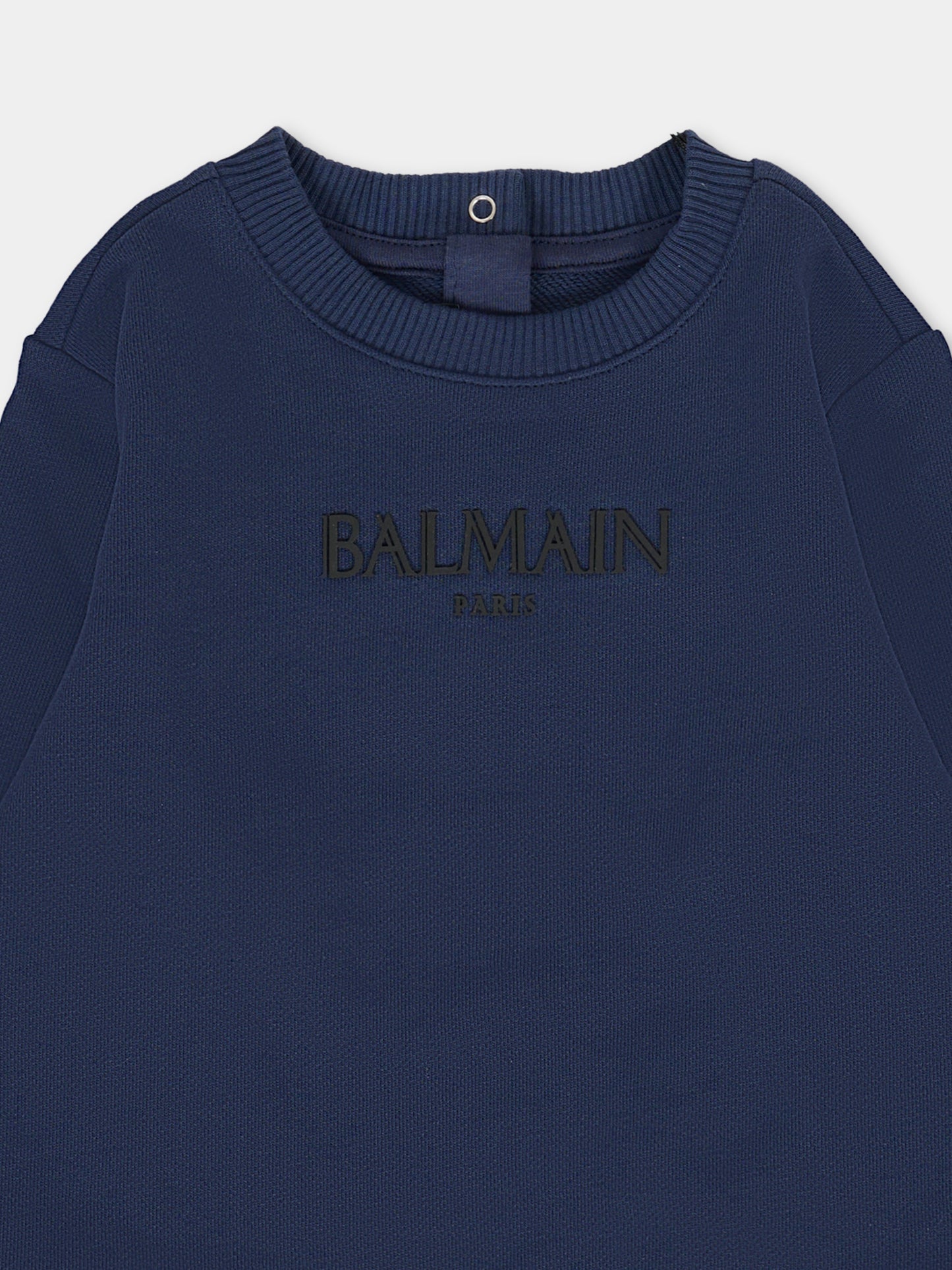 Felpa blu per neonato con logo,Balmain Kids,BT4640 Z1753 649NE
