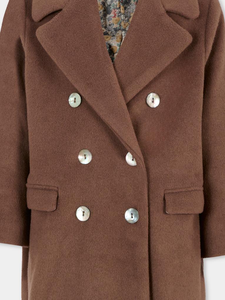 Cappotto marrone per bambina,Caffe' D'orzo,ZT2A10 E0127 320