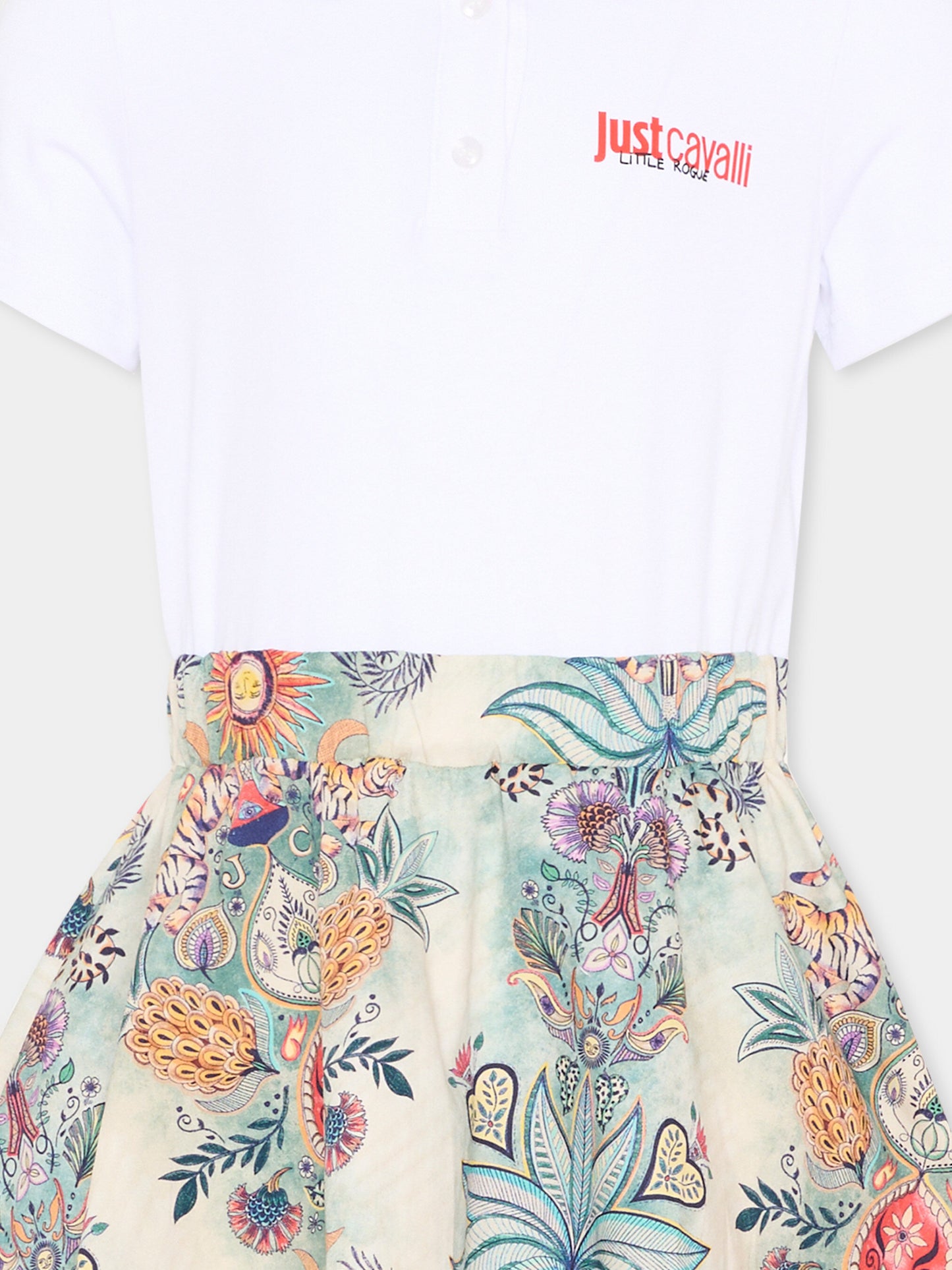 Vestito multicolor per bambina con stampa floreale,Just Cavalli Kids,JIP26109VE PRISTINE