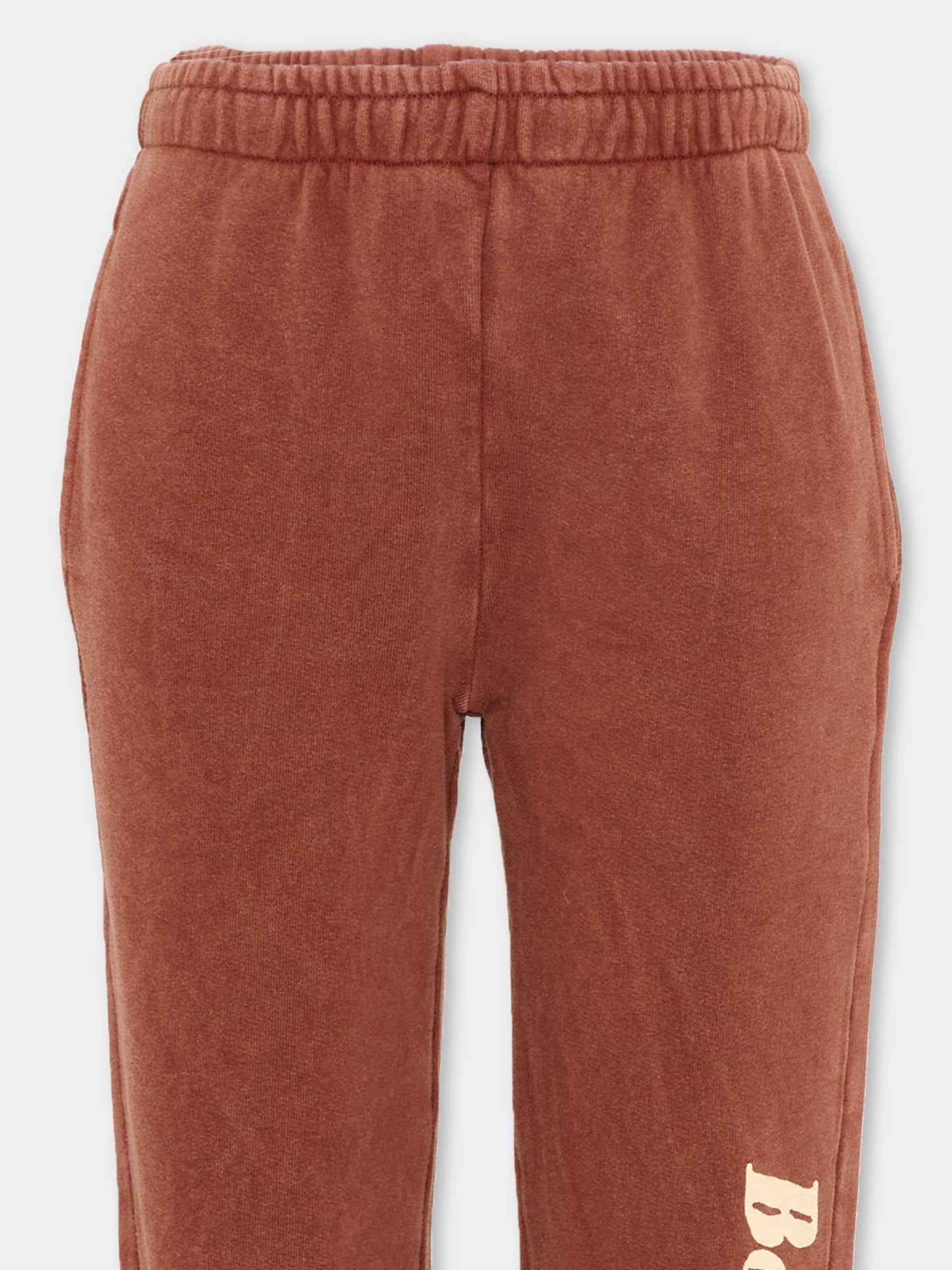 Pantaloni sportivi marroni per bambina con logo,Bobo Choses,B126AC084