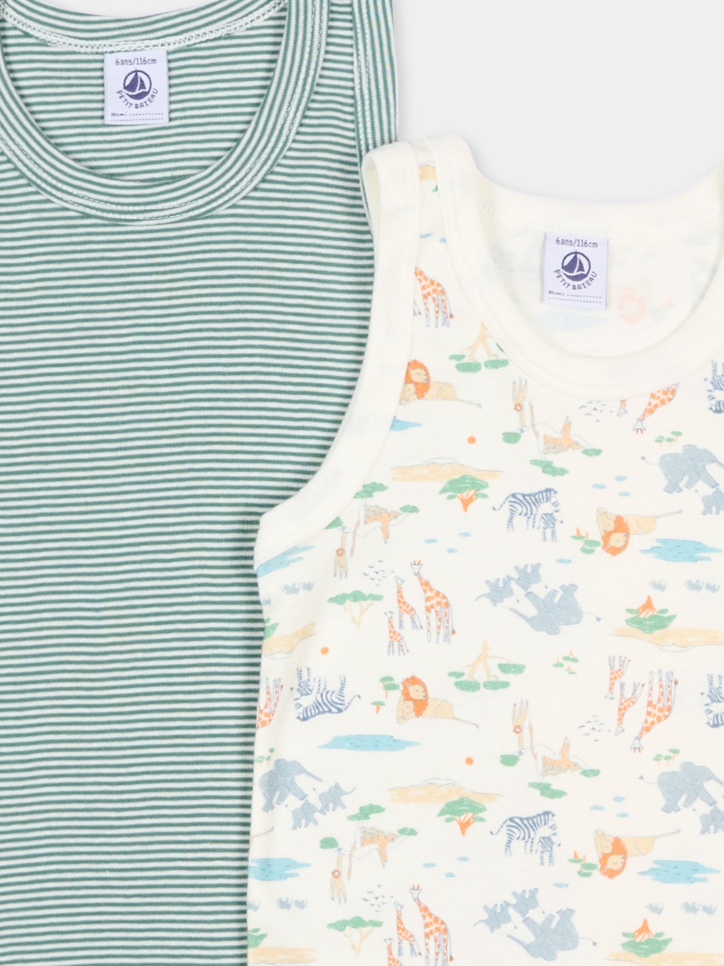 Set canottiere multicolor per bambino con stampa savana,Petit Bateau,A0FLG VARIANTE 1 00