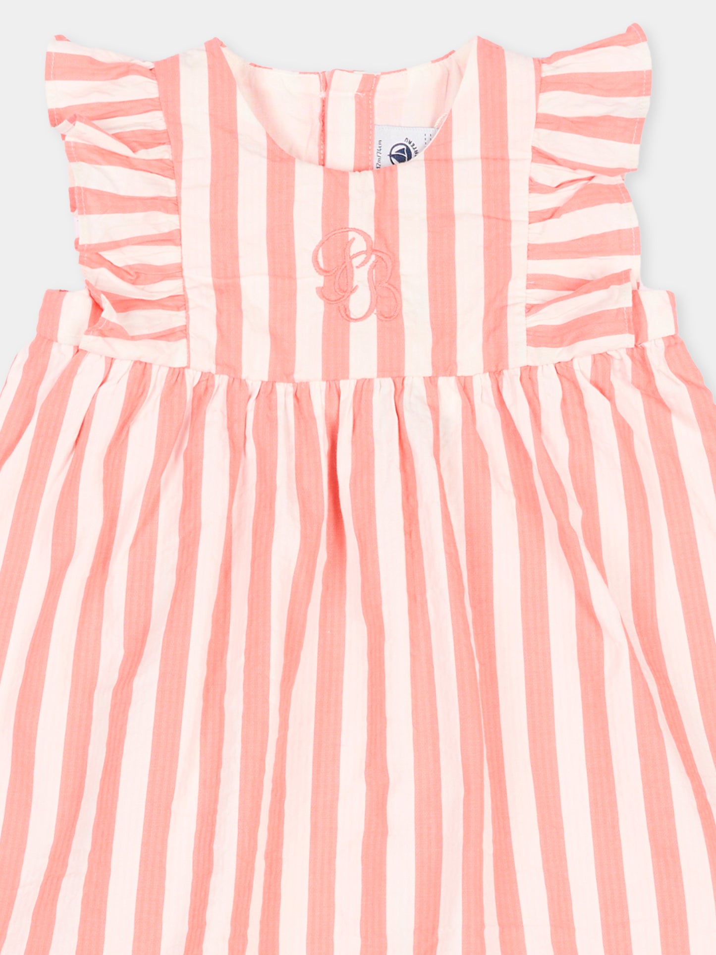 Vestito multicolor per neonata a righe,Petit Bateau,A0FFZ FLAMAND/MARSHMALLOW 01