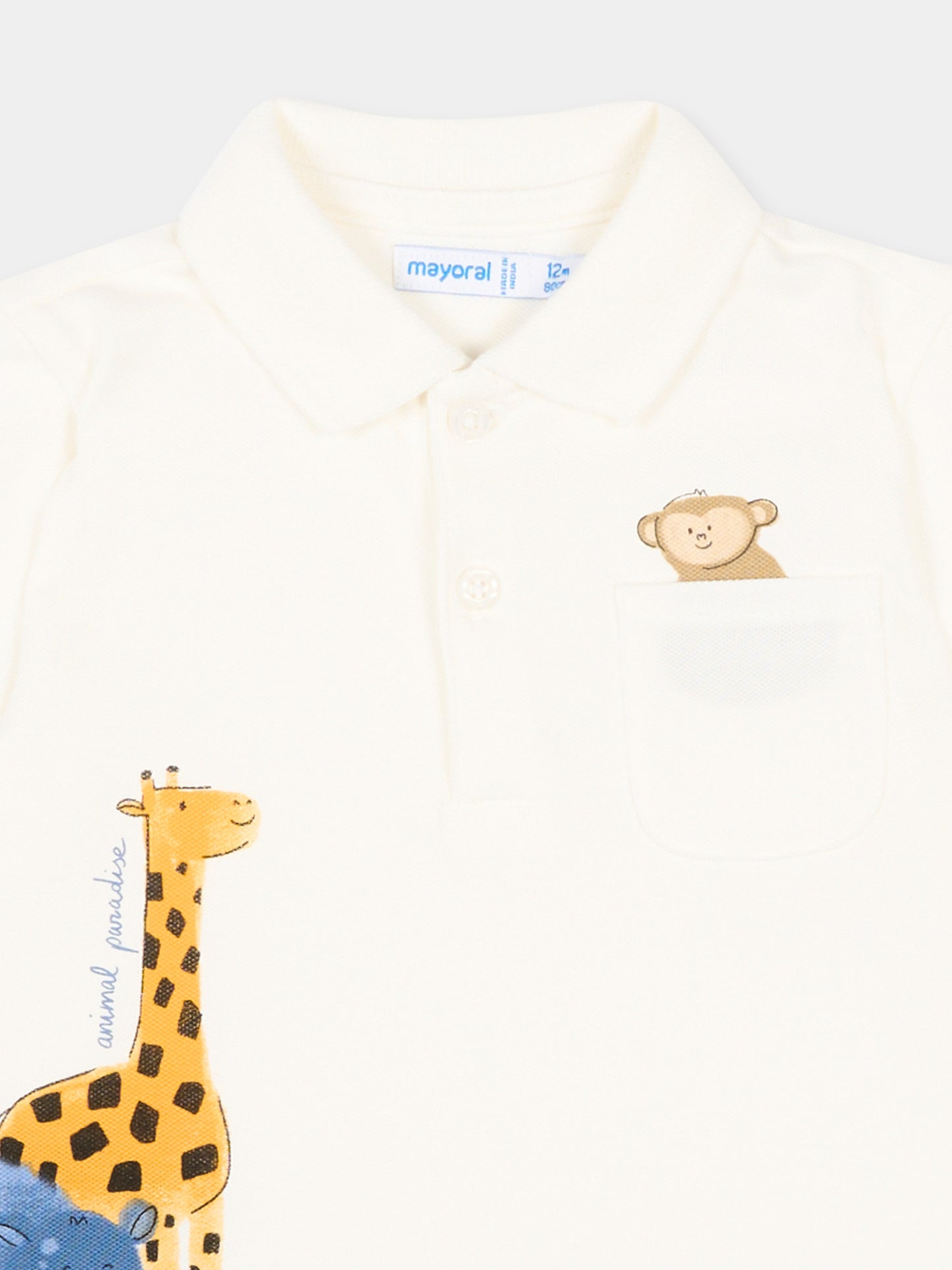 Polo avorio per neonato con animali,Mayoral,1108 016