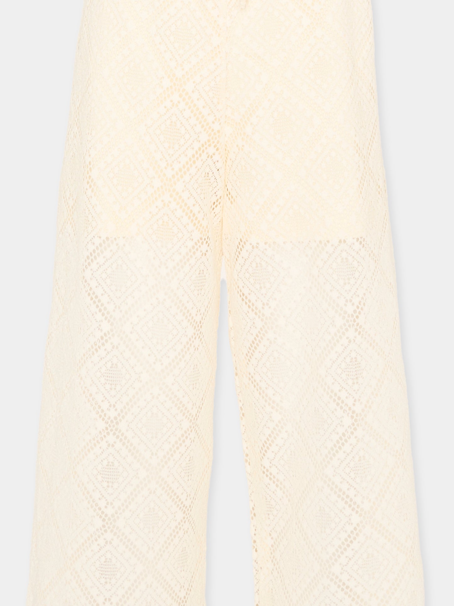 Pantaloni casual avorio per bambina in pizzo,Mayoral,3591 088