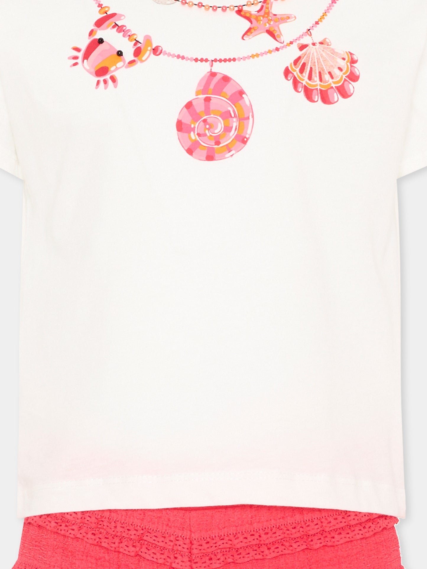 Completo sportivo corto rosso per bambina con conchiglie,Mayoral,3231 075