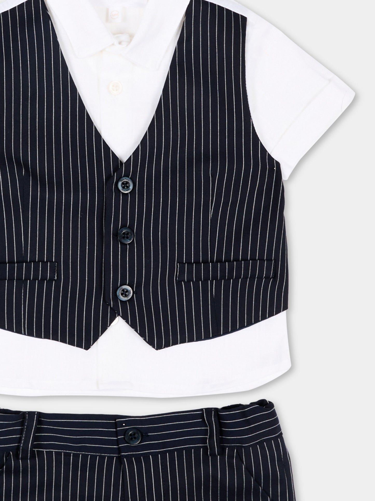 Completo elegante blu per neonato gessato,Patachou,PAP CON4233397 N0017