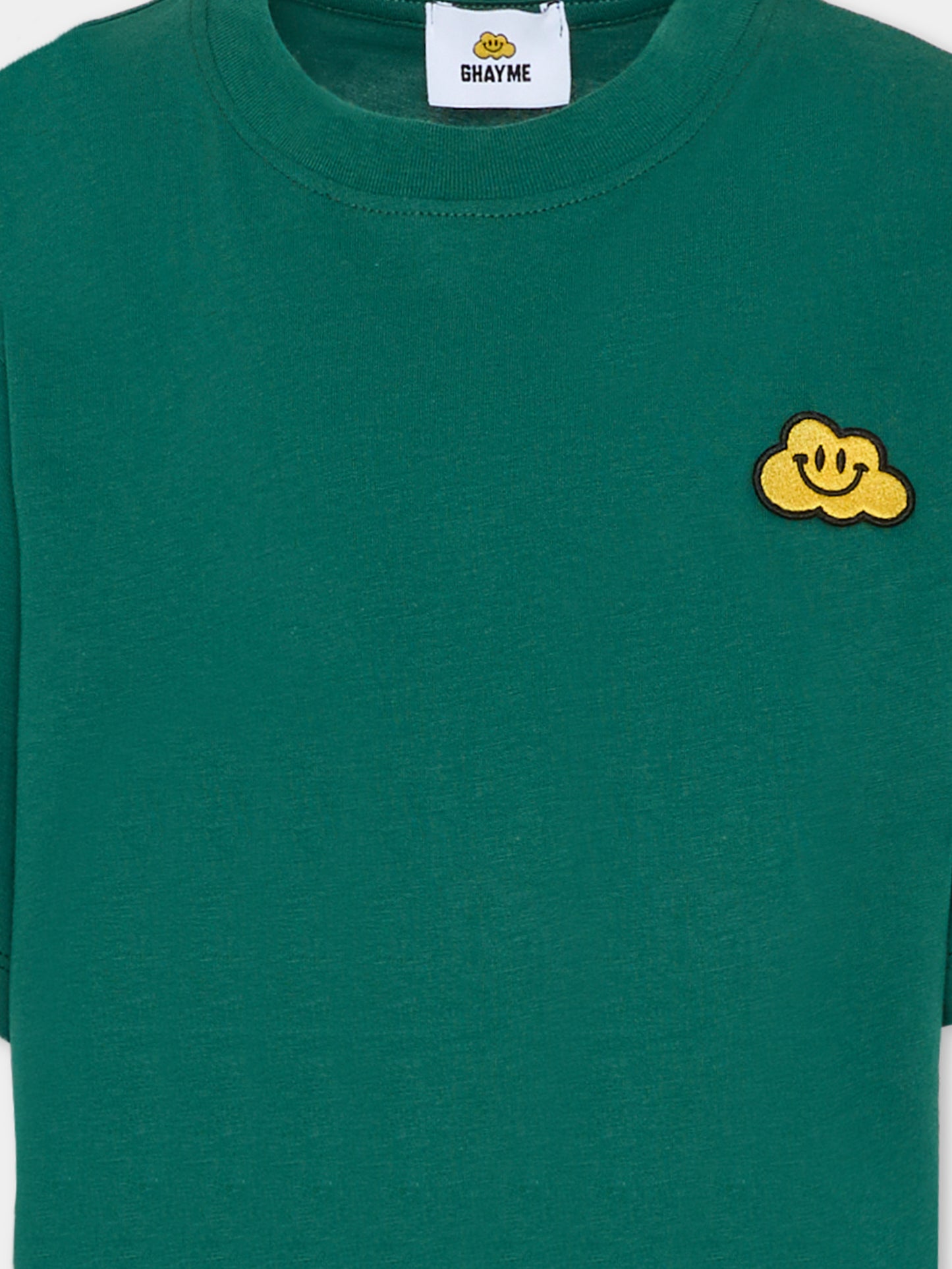 T-shirt verde per bambini con nuvola gialla,Ghayme,F5GAJUTH006 088